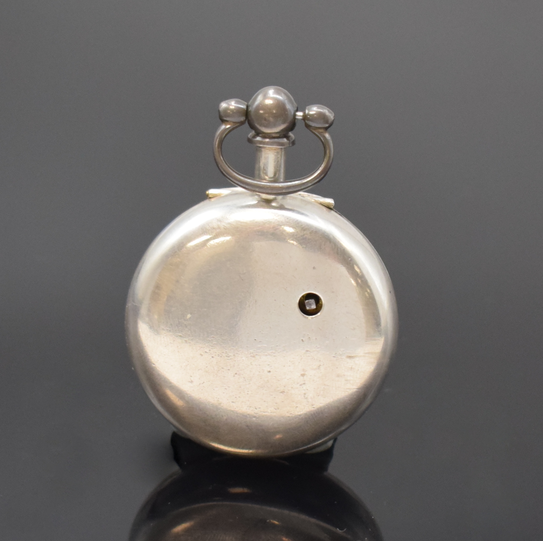 Detail b: J.R. DAVIDSON offene schwere Taschenuhr in Sterlingsilber, Chester Hallmark 1904, Schlüsselaufzug, glattes Geh. u. Übergeh., Emailzifferbl. m. ...