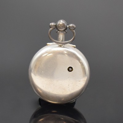 26762768b - J.R. DAVIDSON heavy open face sterling-silver pocket watch, Chester hallmark 1904, key winding, smooth case and outer case, enamel dial with Roman numerals, constant second at 6, gold-plated english lever movement under dust protection, glass has to be replaced, diameter approx. 53 mm, weight approx. 126g, overhaul recommended at buyer's expense, condition 2-3