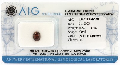 Image 26763389 - Loose diamond, 0.57 ct natural fancy deep orangy brown/p2, sealed, with ALGT- expertise Valuation Price: 950, - EUR