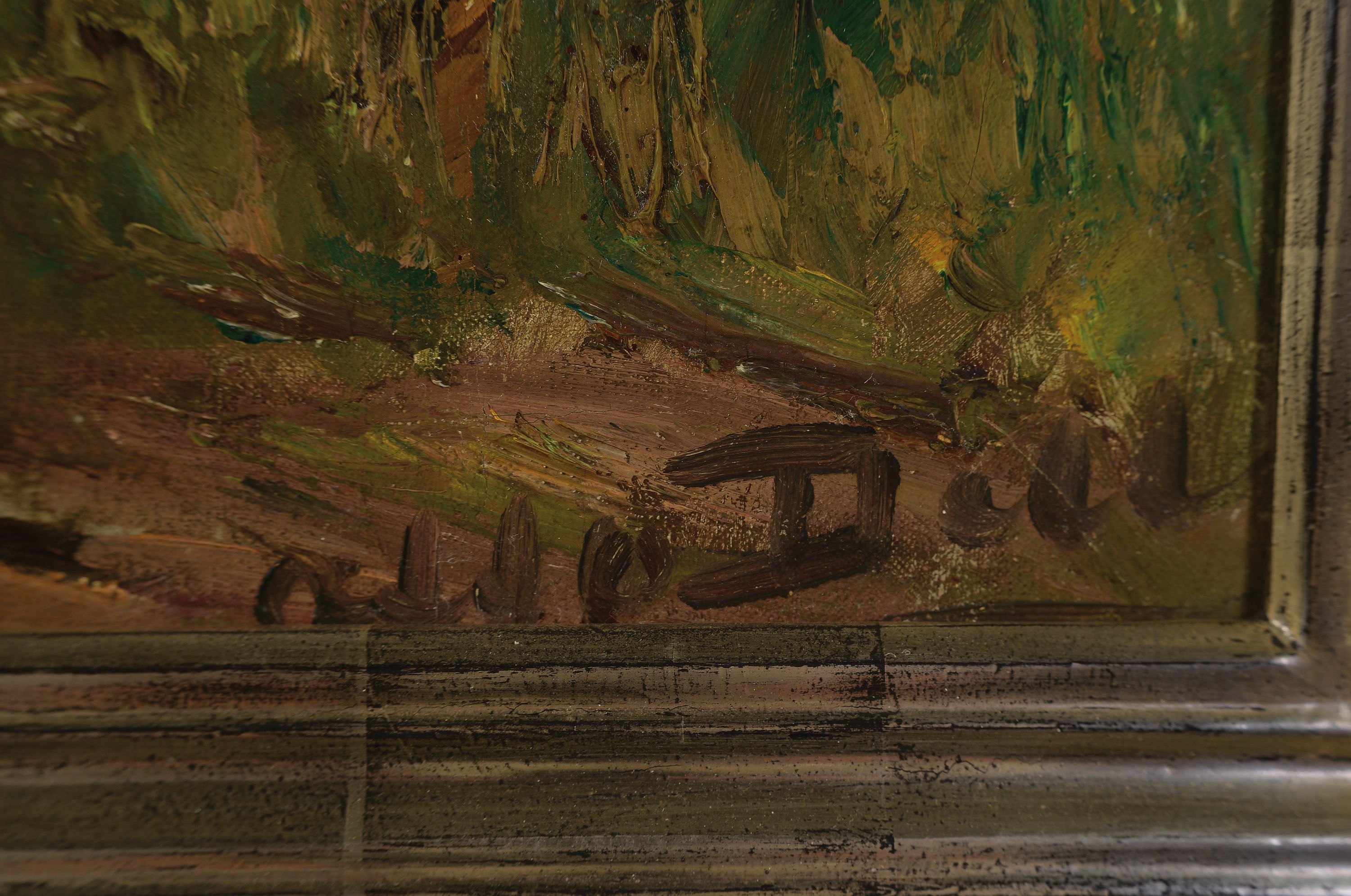 Detail l: Otto Dill, 1884 Neustadt/Wstr.-1957 Bad Dürkheim, Reiterpaar im Wald, Öl/Lwd, entstanden in den 1920er Jahren, rechts unten signiert, ca. 45x75cm, ...
