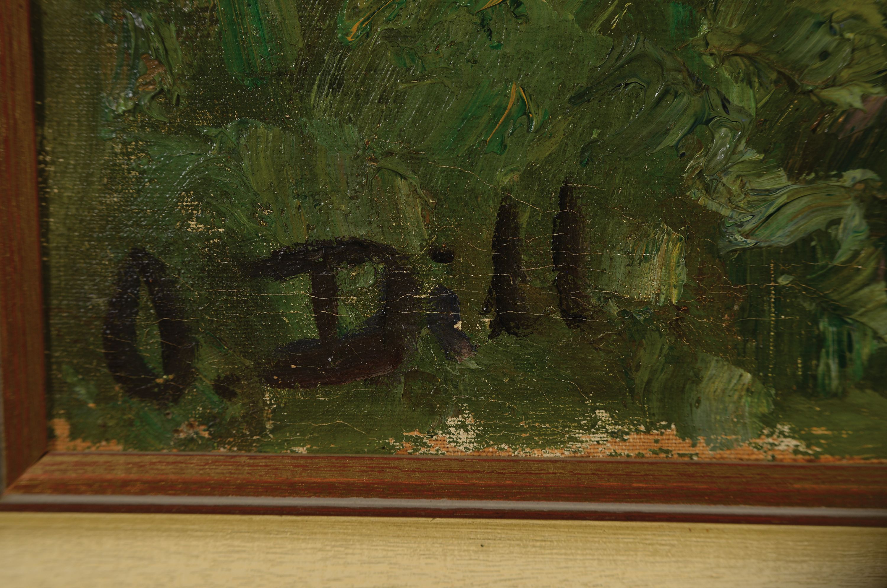 Detail a: Otto Dill, 1884 Neustadt/Wstr.-1957 Bad Dürkheim, drei Ziegen im Garten, Frühwerk vor 1917, offenbare Nähe zu Dills Lehrer Heinrich von Zügel, ...