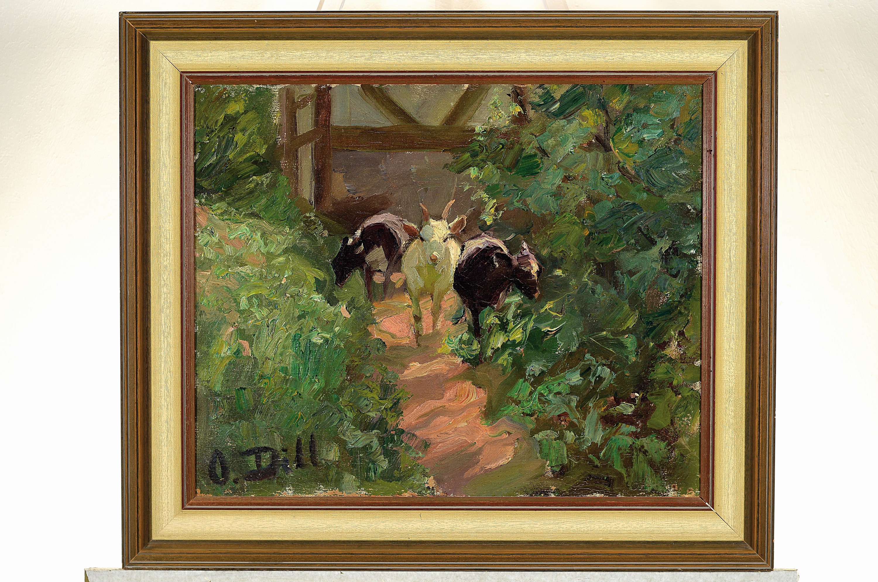 Detail k: Otto Dill, 1884 Neustadt/Wstr.-1957 Bad Dürkheim, drei Ziegen im Garten, Frühwerk vor 1917, offenbare Nähe zu Dills Lehrer Heinrich von Zügel, ...