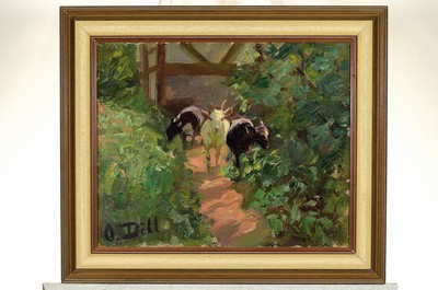 26763484k - Otto Dill, 1884 Neustadt/Wstr.-1957 Bad Dürkheim, three goats in a garden, oil/canvas,signed lower left, created before 1920, approx. 46x57cm, frame approx. 60x71cm