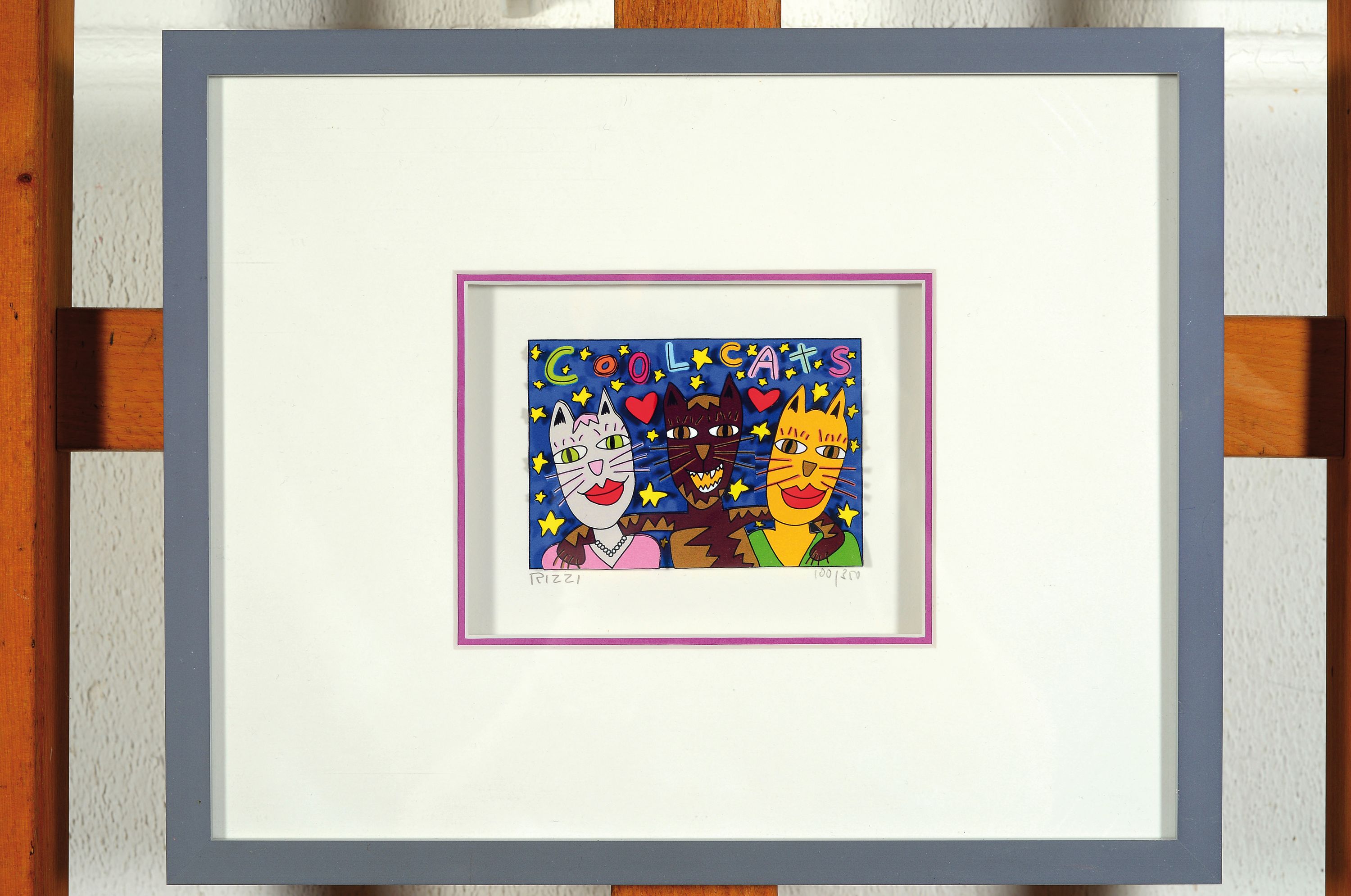 Detail k: James Rizzi, 1950-2011 New York, Cool Cats, dreidimensionale Farbserigraphie, drucksign., num. 100/350, rückseitig num. Hologramm, ca. 10x7cm, PP, ...