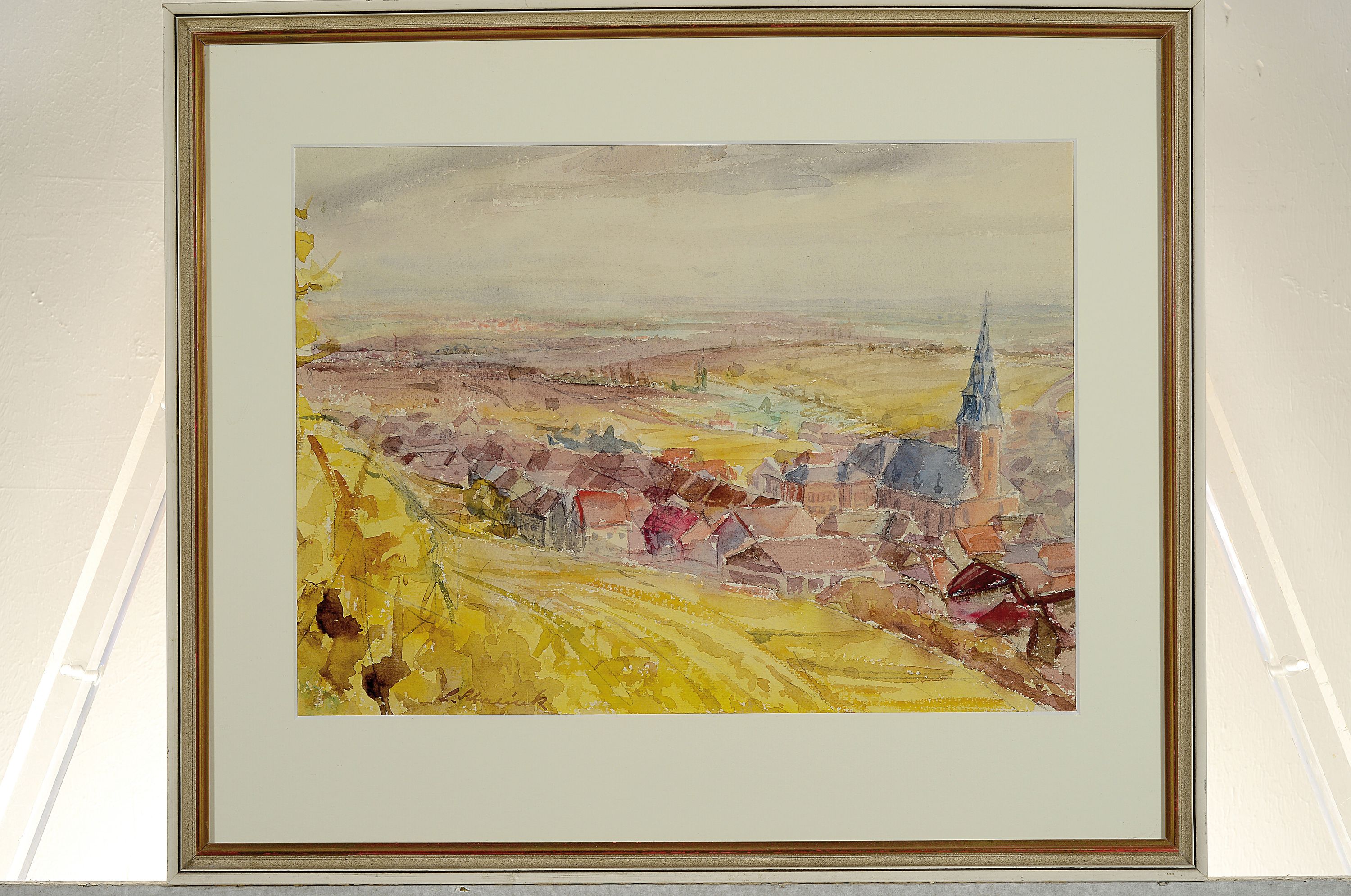 Detail k: Ludwig Schreieck, 1911 St. Martin-1944 München, Aquarell, Herbstlandschaft, wohl Ansicht von Oberreifenberg im Taunus, links unten signiert, unter ...