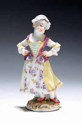 Image 26765615 - Porcelain figure, Meissen, 20th century, dancing girl, polychrome painted, gold decoration, height 11.5 cm