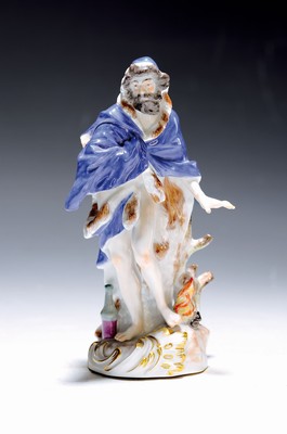 Image 26765617 - Porcelain figure, Meissen, 20th century, allegory of winter, model no. 61114, polychrome painting, gold decoration, height approx. 15 cm