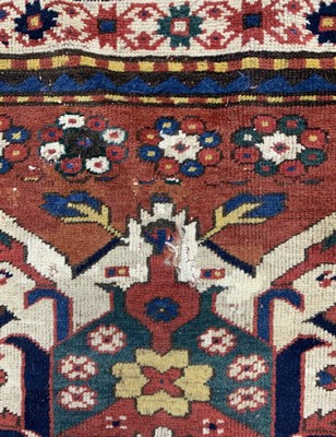 26765650d - Tschelaberd#"Adlerkazak#"antique, Caucasus, 19th century, wool on wool, approx. 177 x 134 cm, condition: 4. Rugs, Carpets & Flatweaves