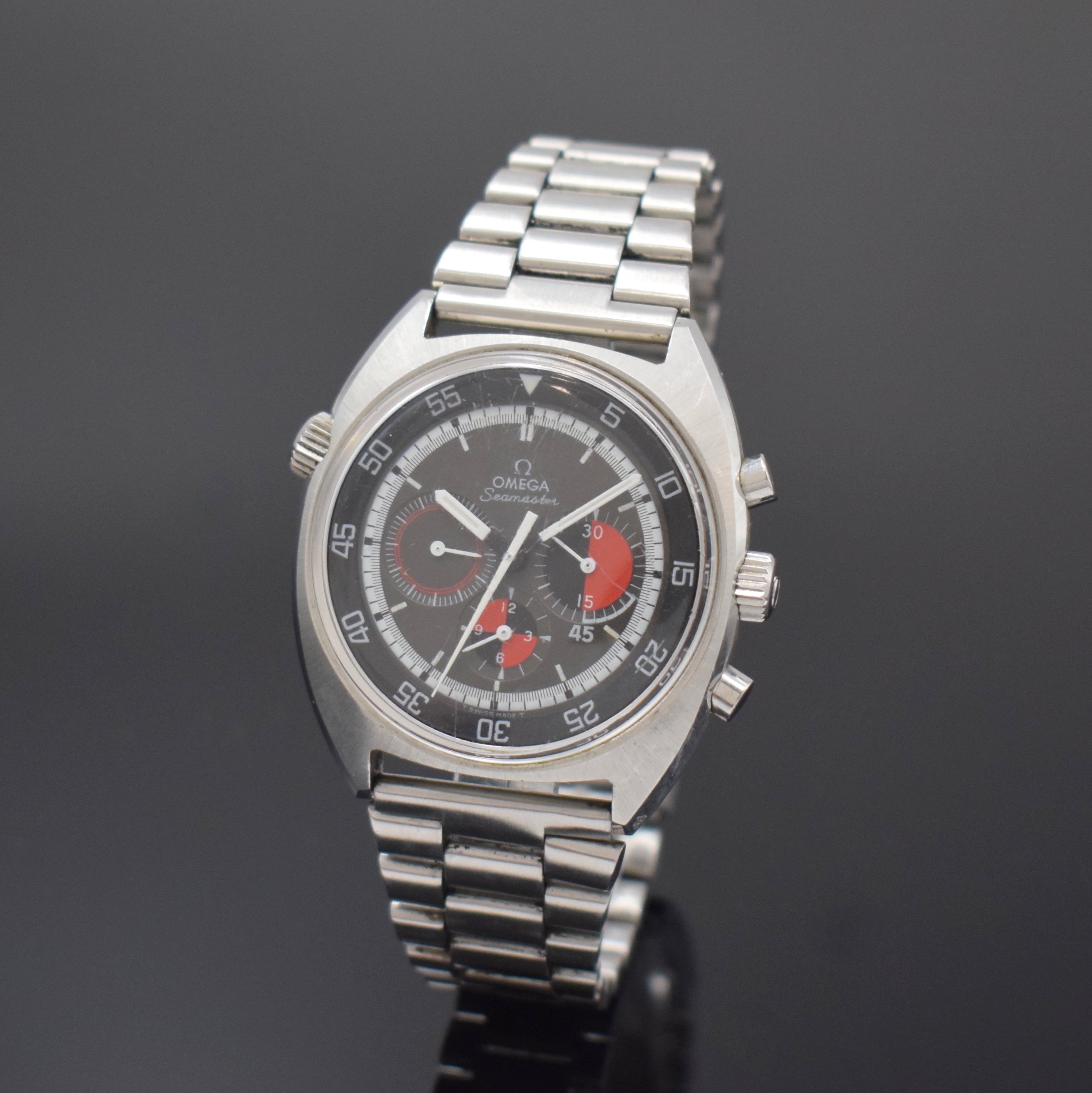OMEGA Herrenchronograph Seamaster "Soccer Timer" in Stahl Referenz 145.019, Schweiz um 1969, Handaufzug, Boden m. Seamasterlogo verschr., ...