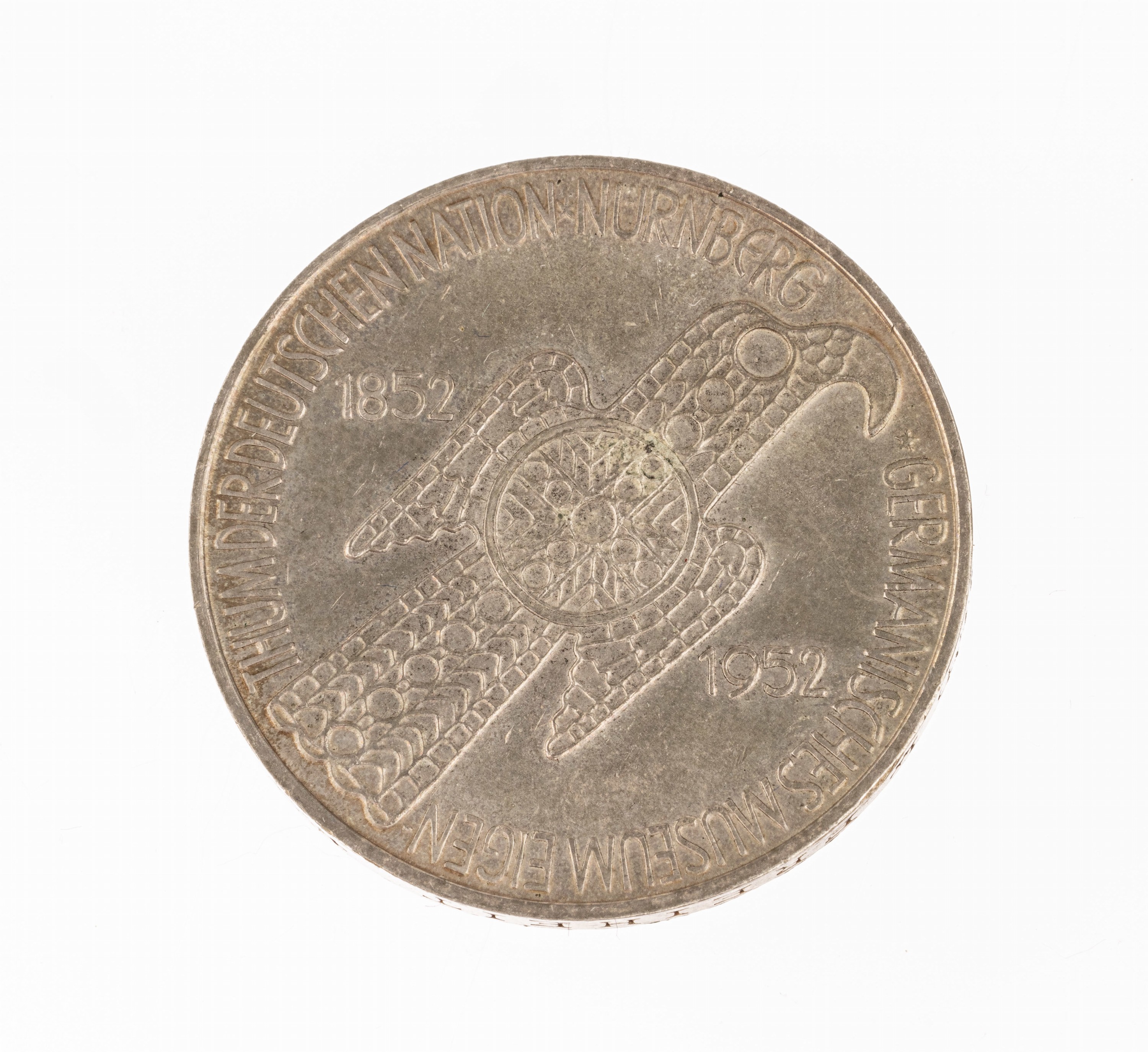 Silbermünze 5 Mark, Deutschland, 1952, Germanisches Museum