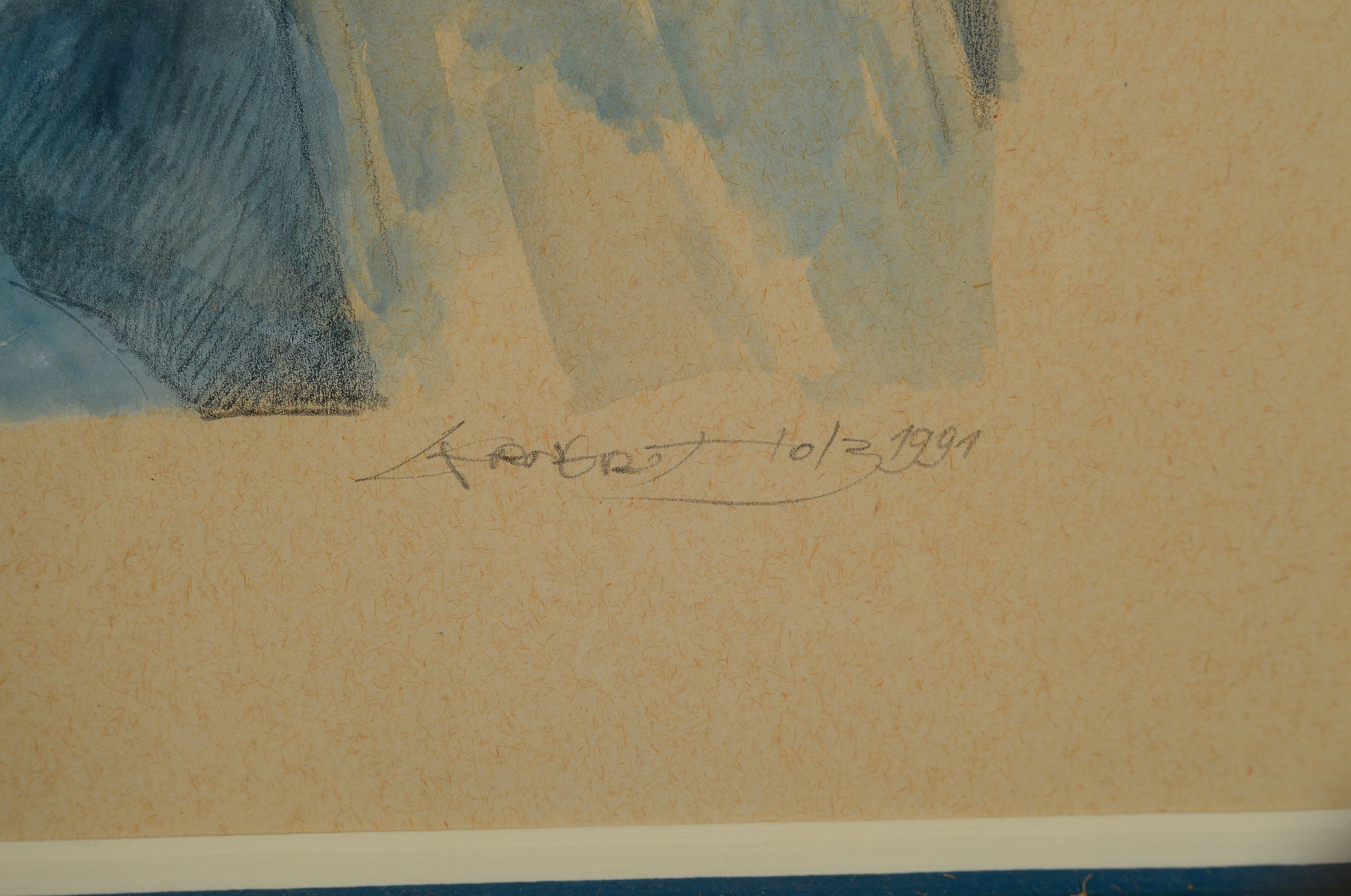 Detail a: Werner Holz, 1948 Grünstadt-1991 Ludwigshafen , Aquarell, "Karneval im Kosmos", phantastische Figurenkomposition mit Gaucklern betitelt, ...