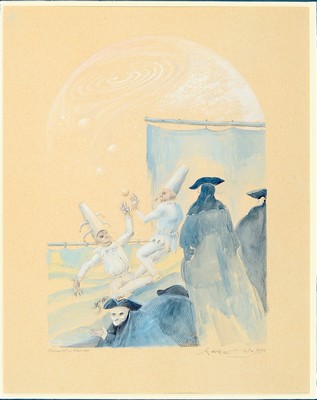 Image Werner Holz, 1948 Grünstadt-1991 Ludwigshafen , Aquarell, "Karneval im ...