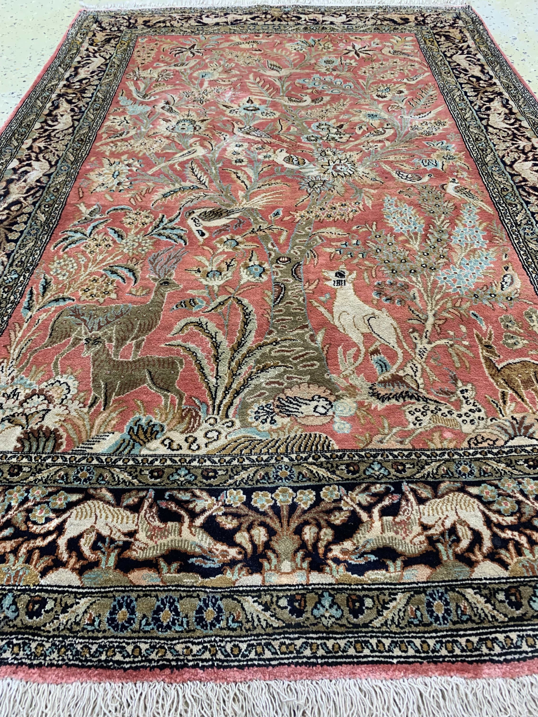 Detail d: Ghom Seide, Persien, um 1950, reine Naturseide, ca. 151 x 106 cm, EHZ: 2