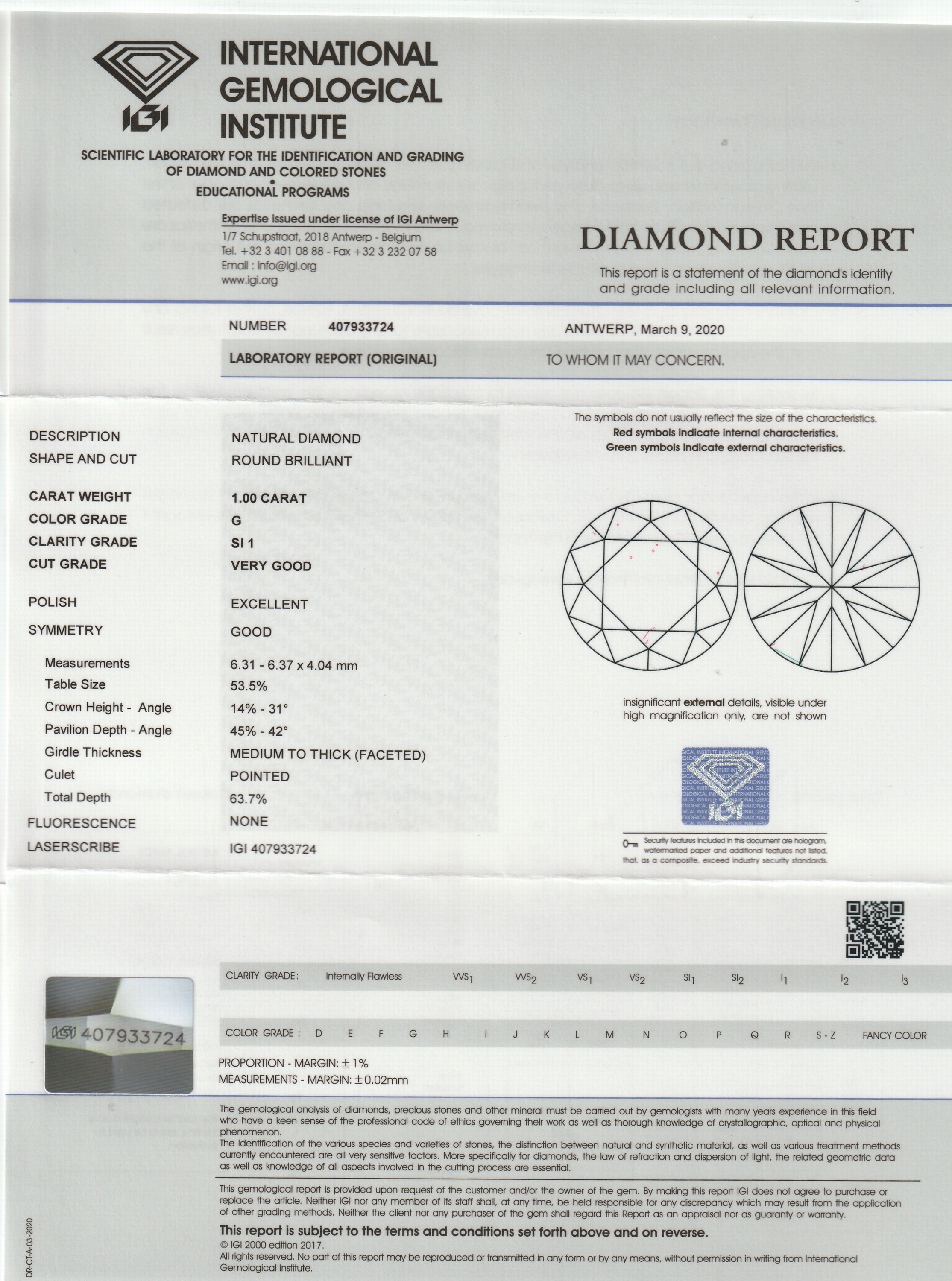 Detail a: Paar 14 kt Gold Brillant-Ohrstecker, GG 585/000, jew. mit 1 Brillant, 1 x 1.0 ct feines Weiß (G)/si 1 und 1 x 1.0 ct Weiß/si 1, jew. mit Zertifikat