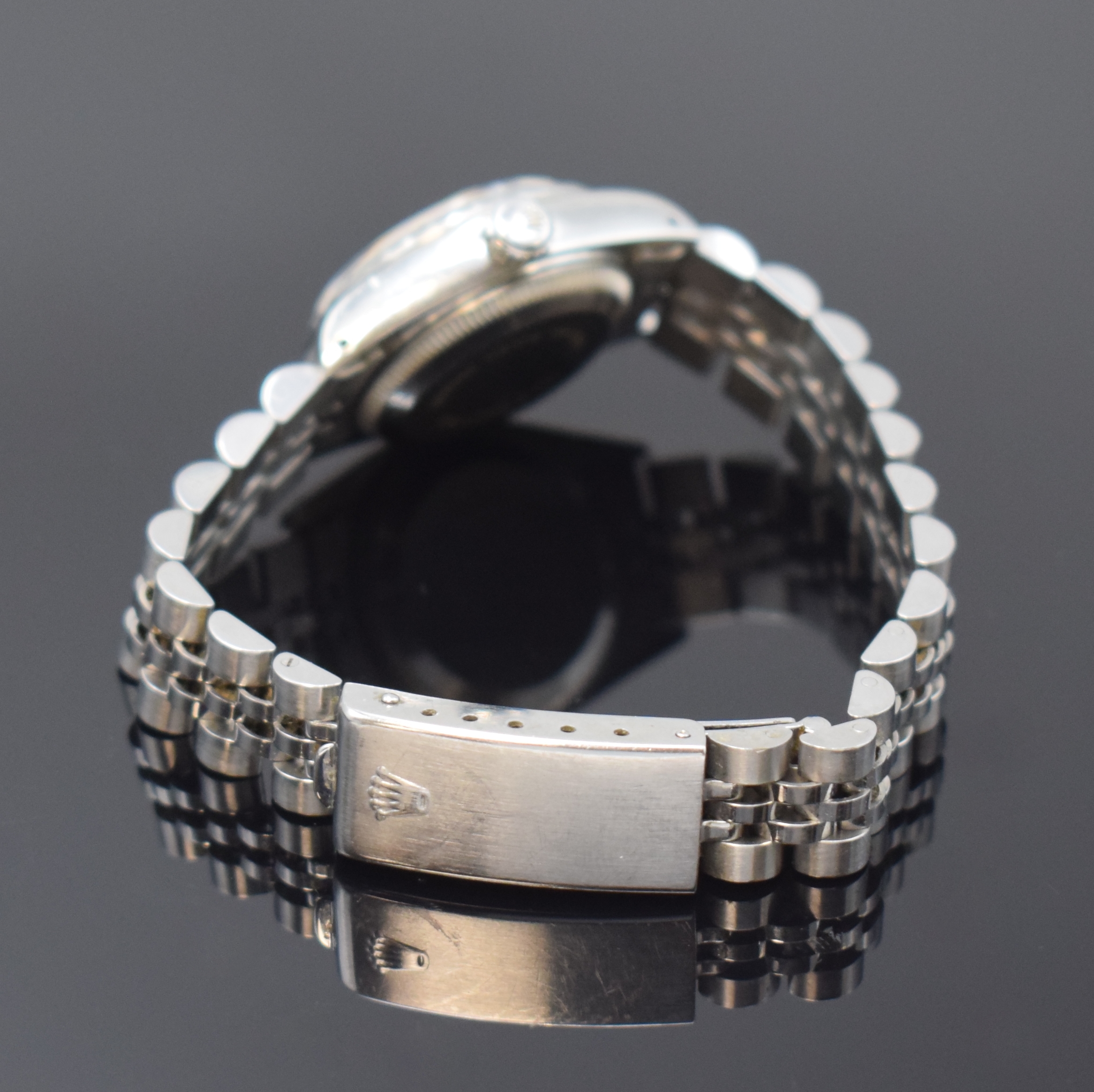 Detail b: ROLEX Oyster Perpetual Date Damenarmbanduhr in Stahl Referenz 69240, Schweiz um 1989, Automatik, Chronometer der Superlative, verschr. Boden u. ...