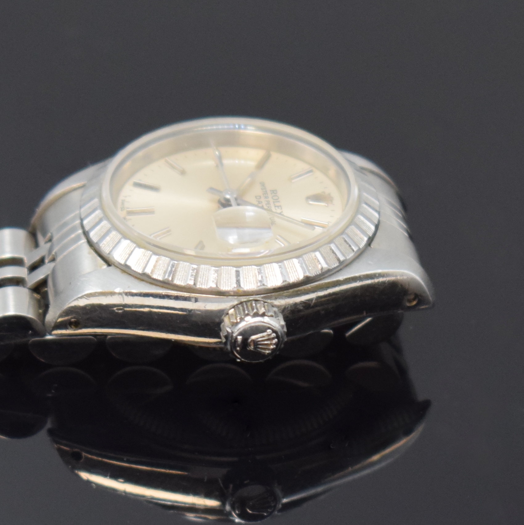Detail c: ROLEX Oyster Perpetual Date Damenarmbanduhr in Stahl Referenz 69240, Schweiz um 1989, Automatik, Chronometer der Superlative, verschr. Boden u. ...