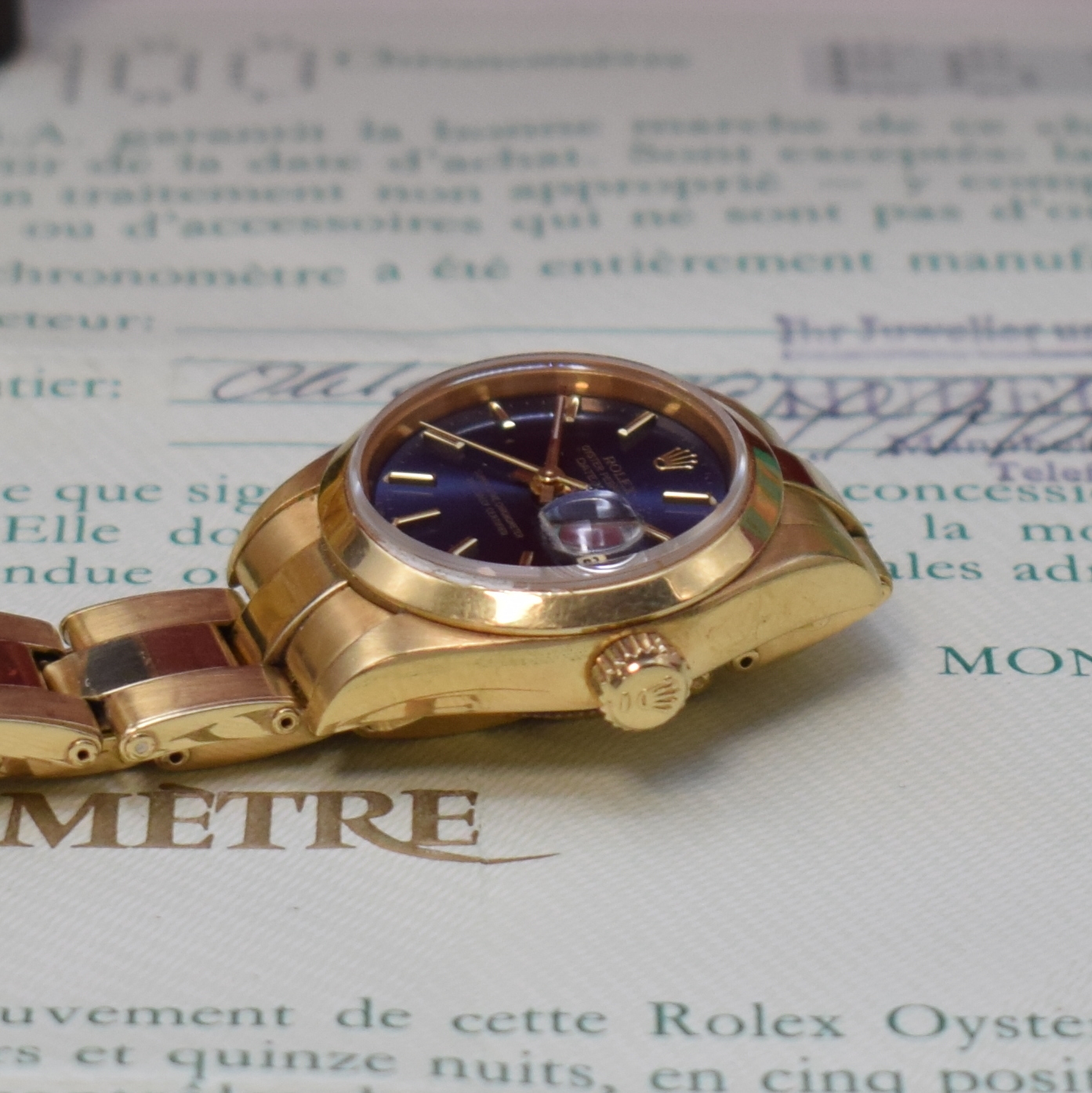 Detail d: ROLEX Oyster Perpetual Datejust Damenarmbanduhr Referenz 69168 in GG 750/000, Schweiz verk. lt. beil. Pap. 10/1999, Automatik, Chronometer der ...