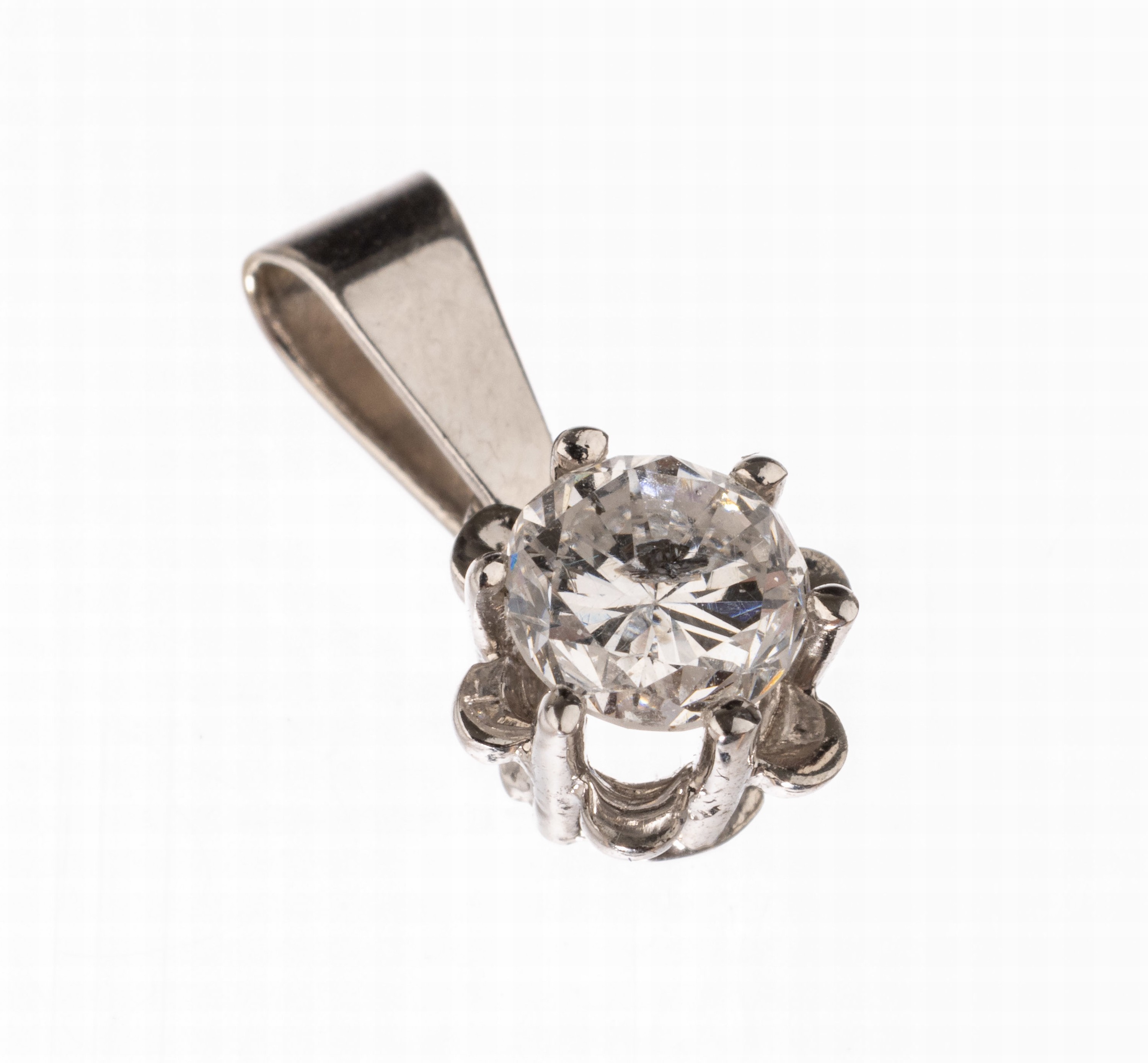 14 kt Gold Brillant-Anhänger, WG 585/000, Brillant ca. 0.50 ct Weiss/p