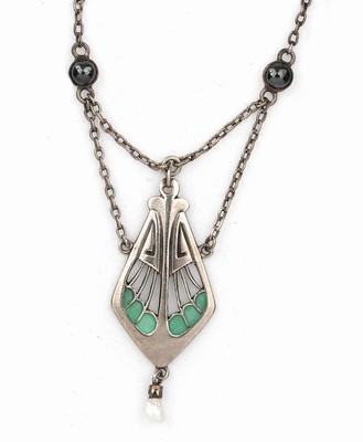26767654a - Art Nouveau necklace with enamel