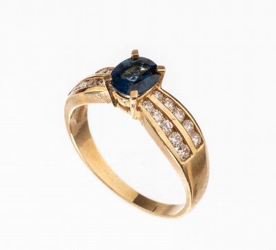 Image 26767659 - 14 kt gold sapphire-brilliant-ring