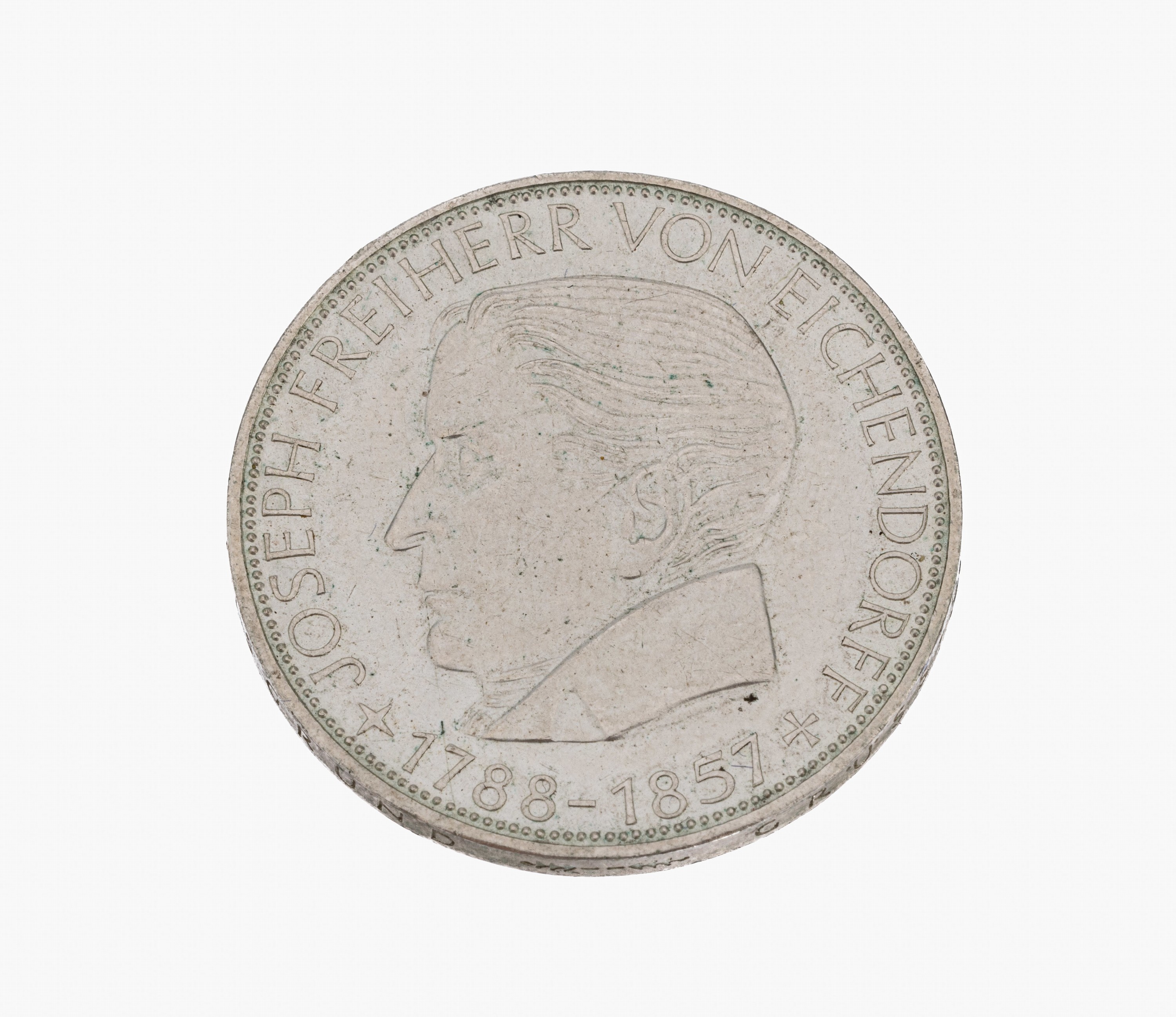 Silbermünze 5 Mark, Deutschland 1957, Freiherr Joseph von Eichendorff