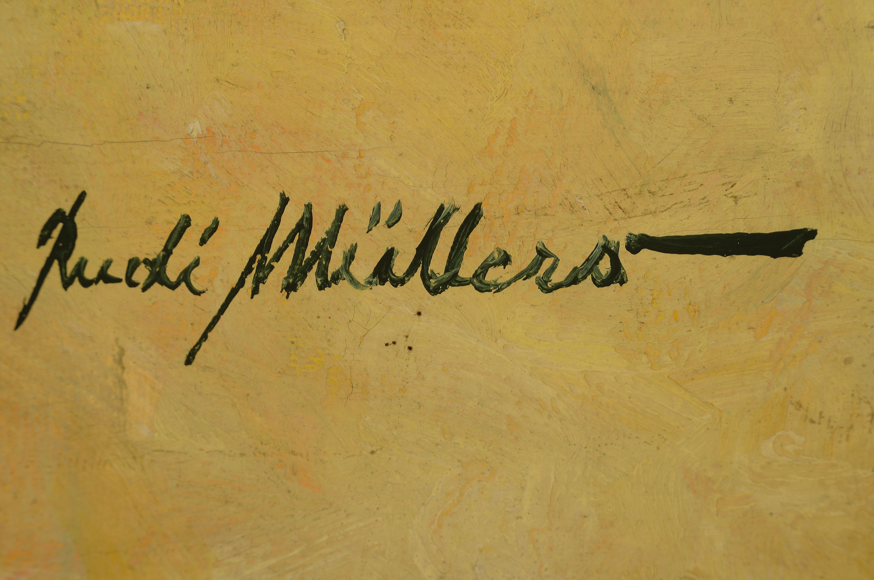 Detail a: Rudi Müllers, 1895 München-1972 Heidelberg, Großes Blumenstillleben mit Rittersporn und Löwenmäulchen, Öl/Lwd, cremig pastoser Farbauftrag, ...