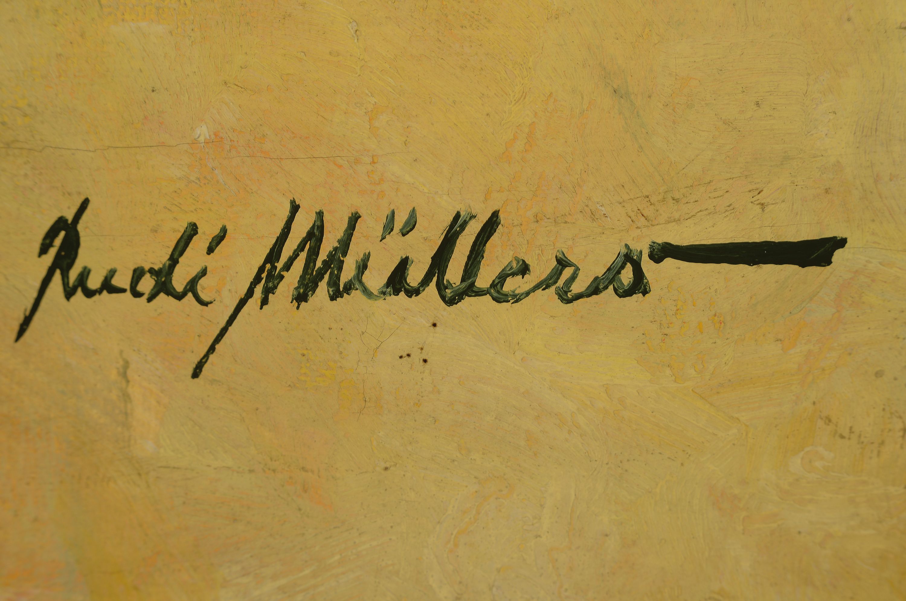 Detail l: Rudi Müllers, 1895 München-1972 Heidelberg, Großes Blumenstillleben mit Rittersporn und Löwenmäulchen, Öl/Lwd, cremig pastoser Farbauftrag, ...