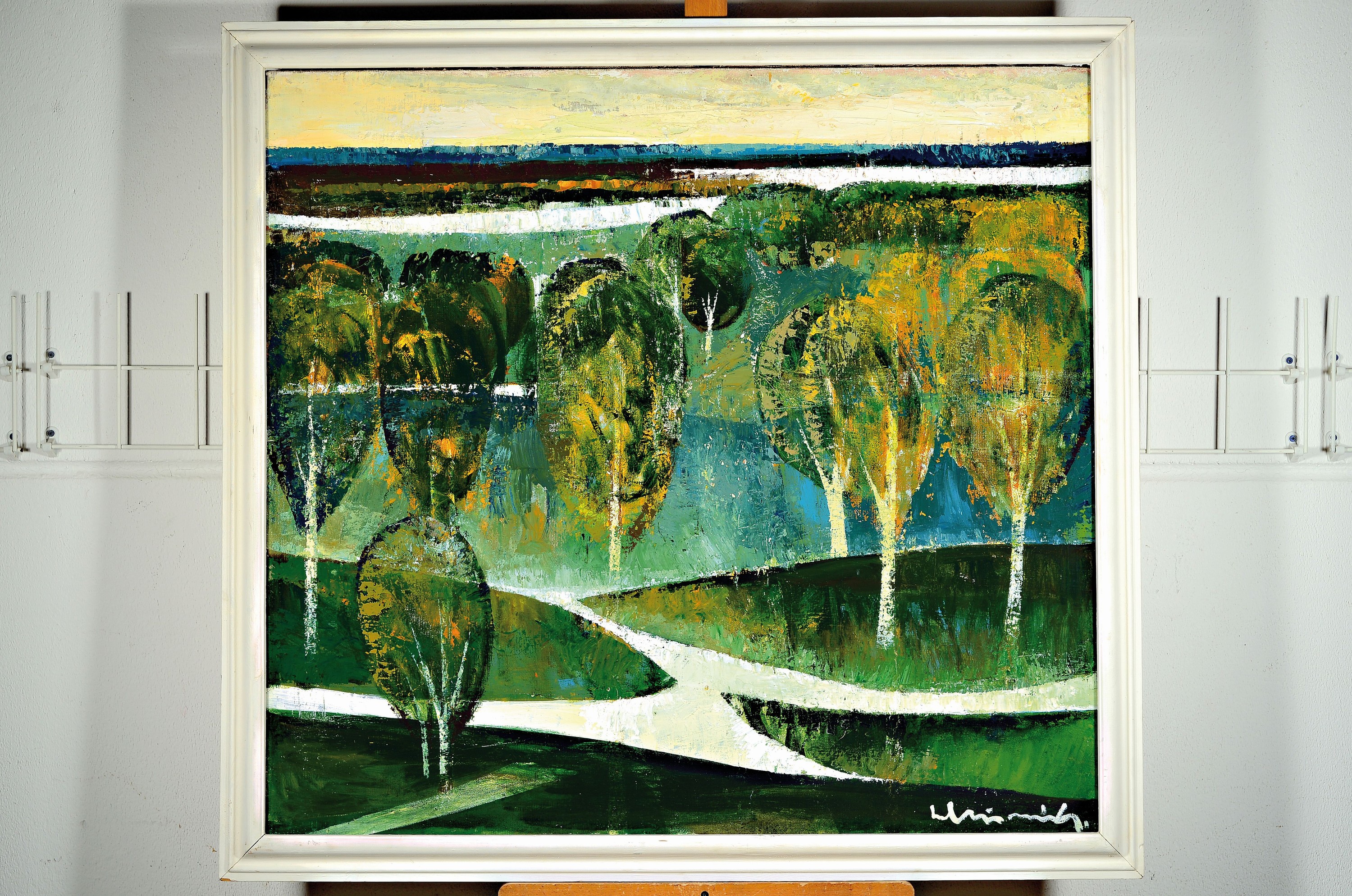 Detail k: Laimdota Murnieks, 1922-2011 Lettland, Landschaft mit Bäumen, Öl/Lwd, rechts unten signiert, ca. 100x92cm, R., Studium an der lettischen ...