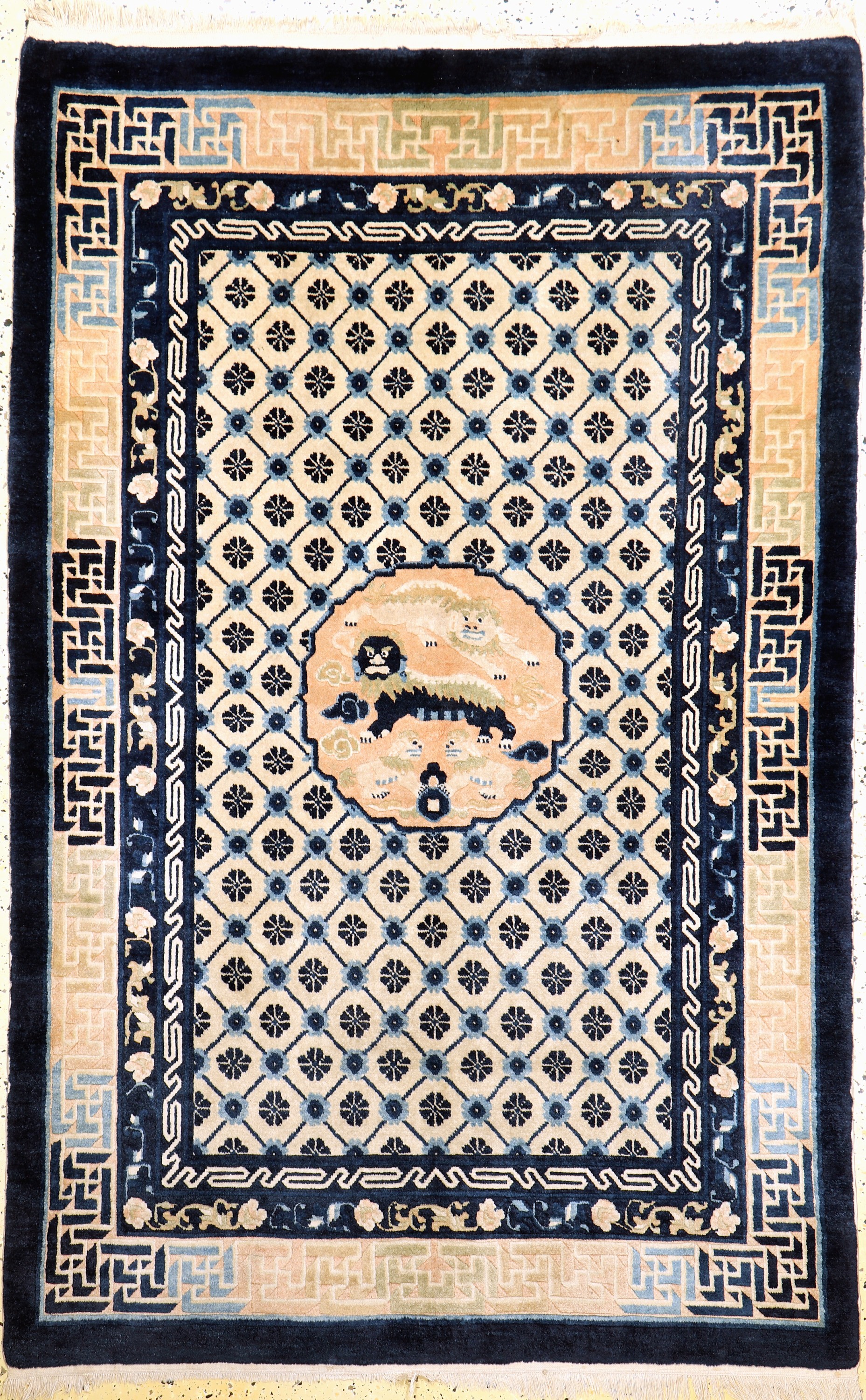 Peking"Fo-Hund" alt, China, Anfang 20.Jhd, Wolle auf Baumwolle, ca. 200 x 130 cm, EHZ: 2