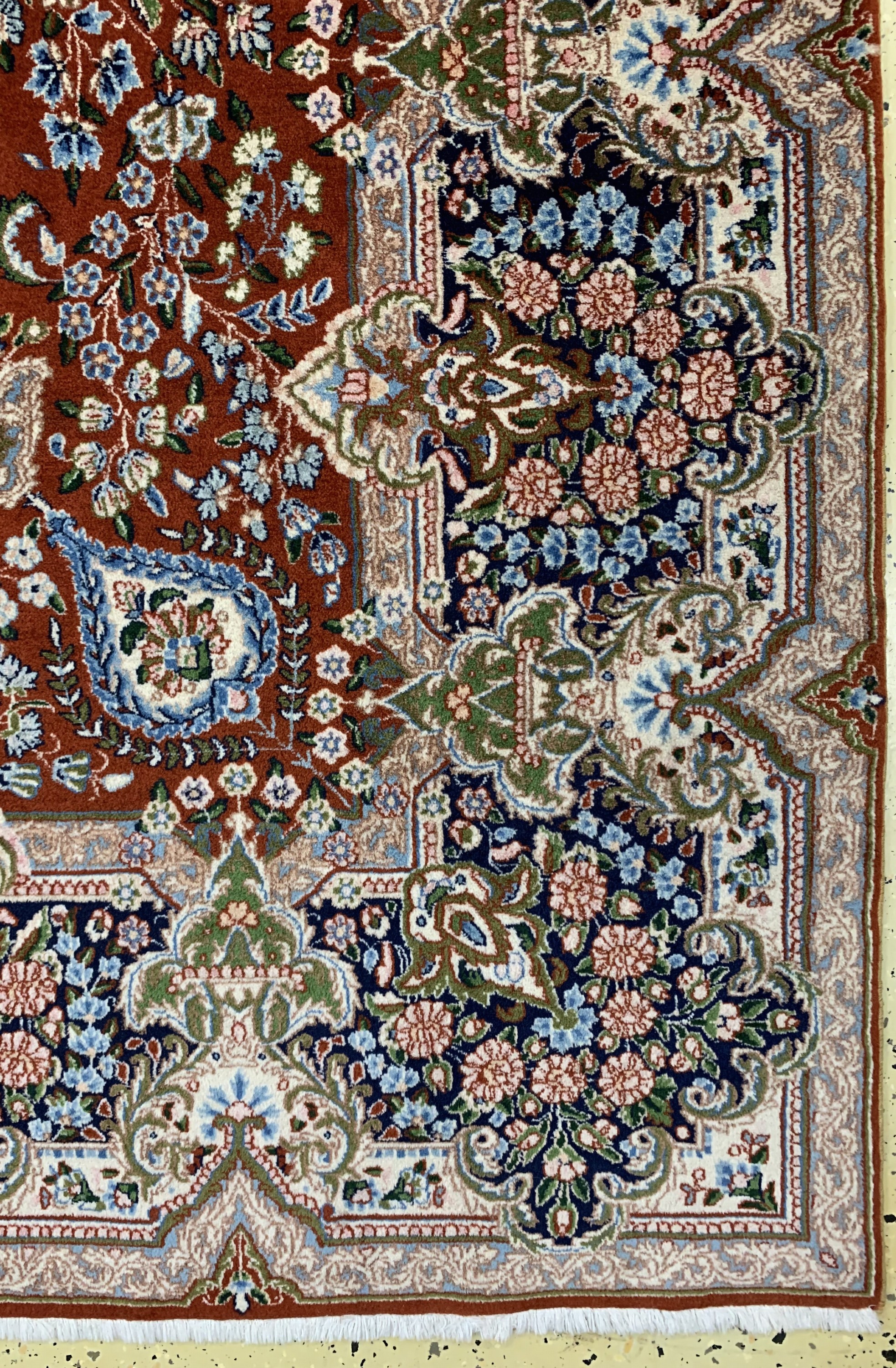 Detail a: Kerman Kork fein Persien, signiert(Sherkat Sahami Farshe Iran), Ende 20.Jhd, Korkwolle auf Baumwolle, ca. 335 x 250 cm, EHZ: 1-2