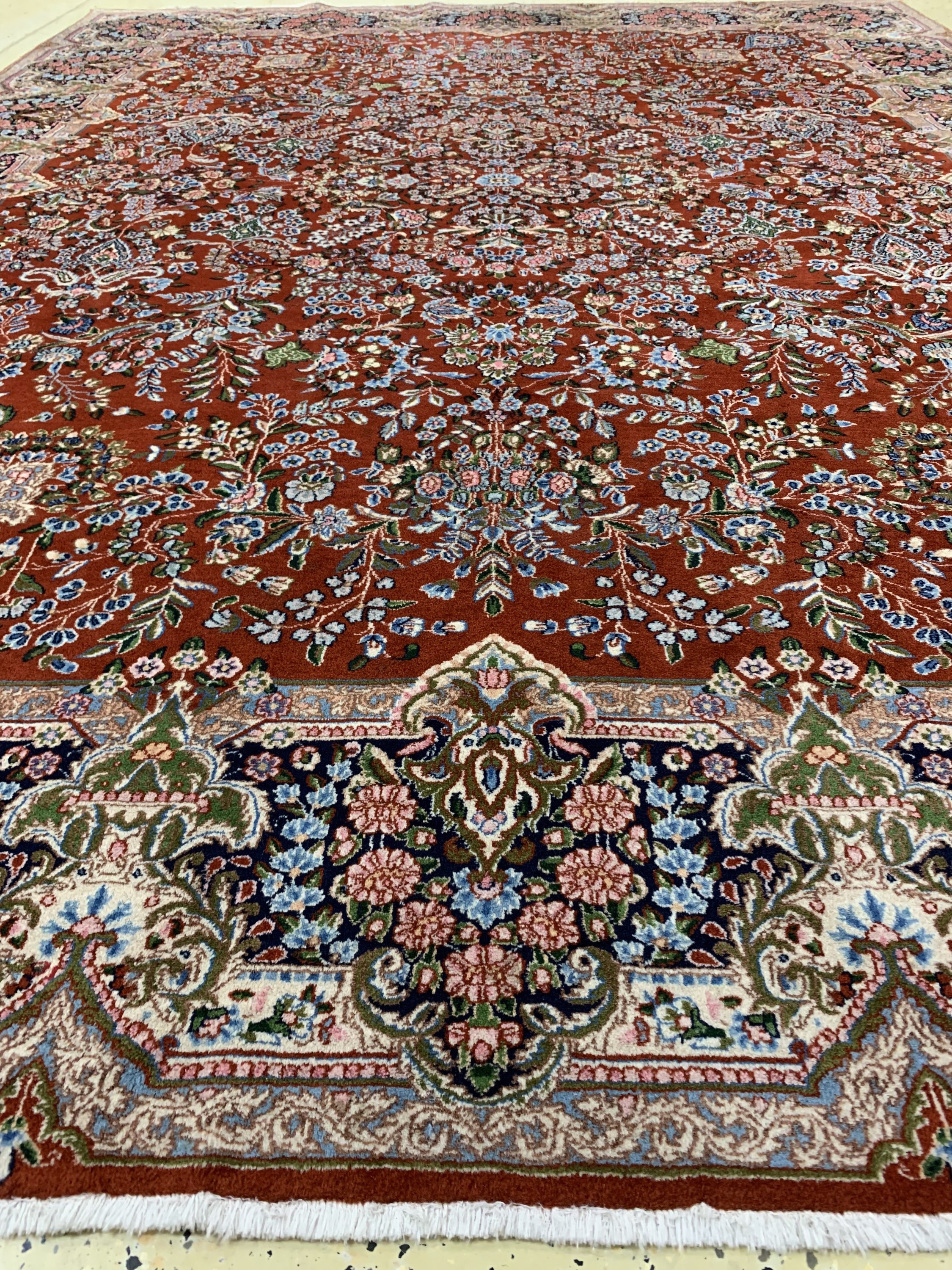 Detail d: Kerman Kork fein Persien, signiert(Sherkat Sahami Farshe Iran), Ende 20.Jhd, Korkwolle auf Baumwolle, ca. 335 x 250 cm, EHZ: 1-2