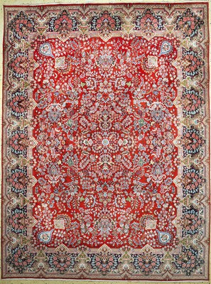 Image 26768098 - Kirman cork fine Persia, signed (Sherkat Sahami Farshe Iran), end of 20th century, corkwool on cotton, approx. 335 x 250 cm, condition: 1-2. Rugs, Carpets & Flatweaves