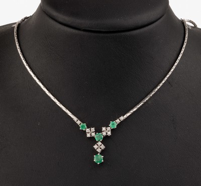 Image 26768241 - 14 kt gold emerald-diamond-necklace