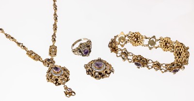 Image 26768682 - Amethyst-pearl-jewelry set, approx. 1900