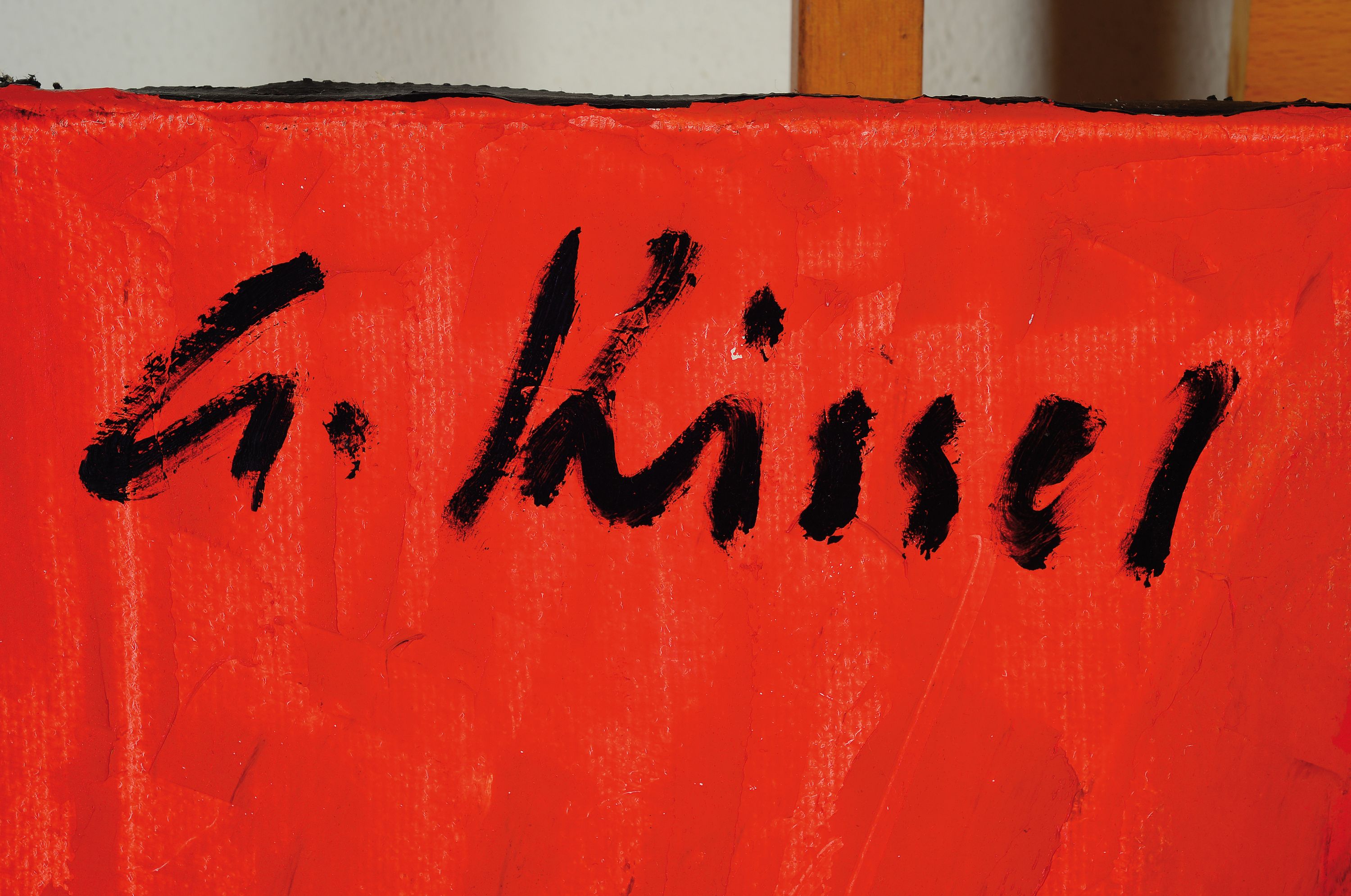 Detail a: Gernot Kissel, 1939-2008 Worms, sitzender Halbakt, Öl/Lwd, teils in pastoser Spachteltechnik, links oben signiert, ca. 100x80cm
