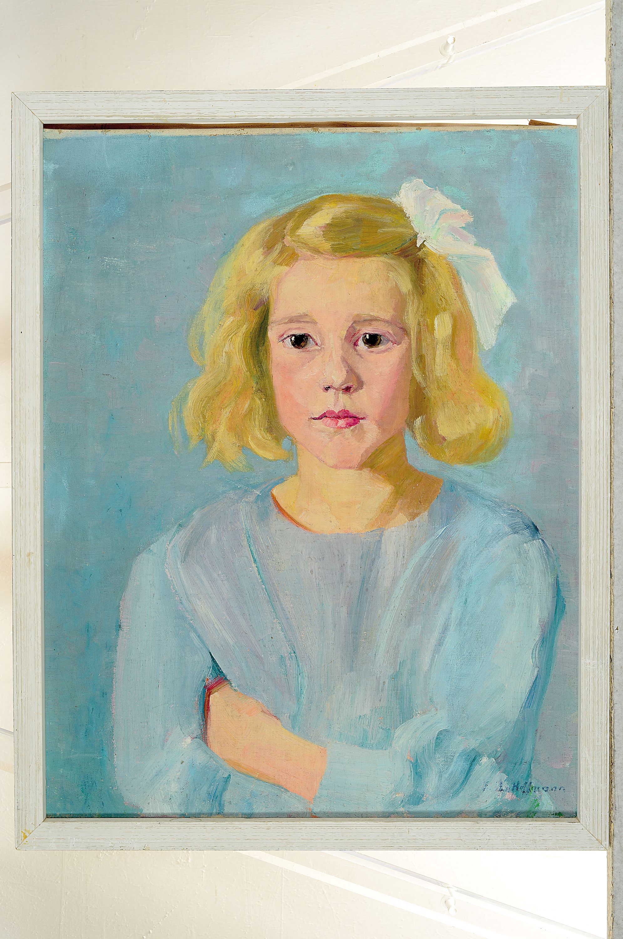 Detail k: Irwin D. Hoffmann, 1901-1989, Mädchenporträt, rechts unten signiert, Öl/Lwd, Rahmen 55x43 cm