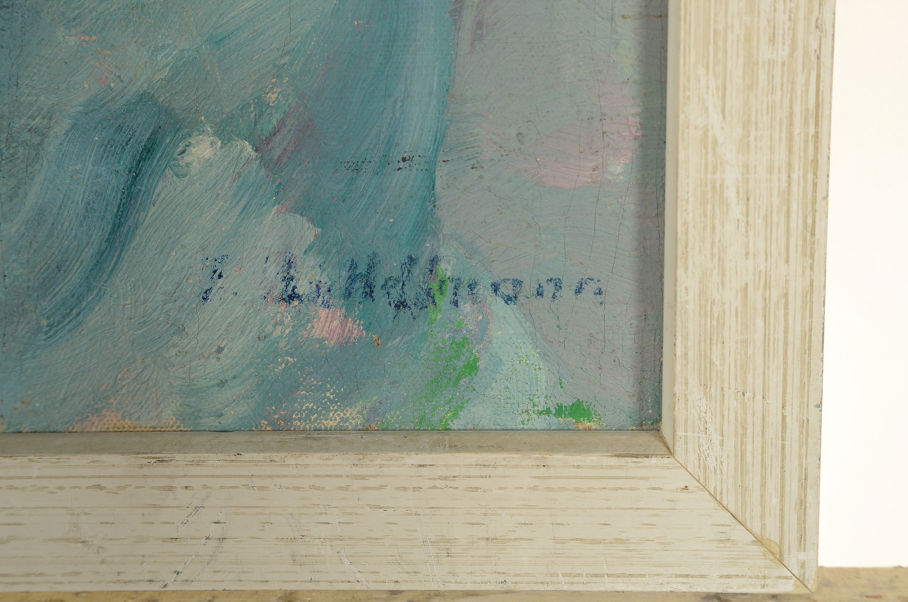 Detail l: Irwin D. Hoffmann, 1901-1989, Mädchenporträt, rechts unten signiert, Öl/Lwd, Rahmen 55x43 cm