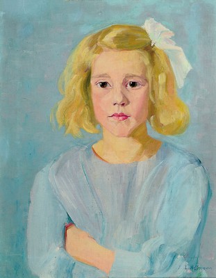 Image 26768798 - Irwin D. Hoffmann, 1901-1989, girl portrait, signed lower right, oil/canvas, frame 55x43 cm