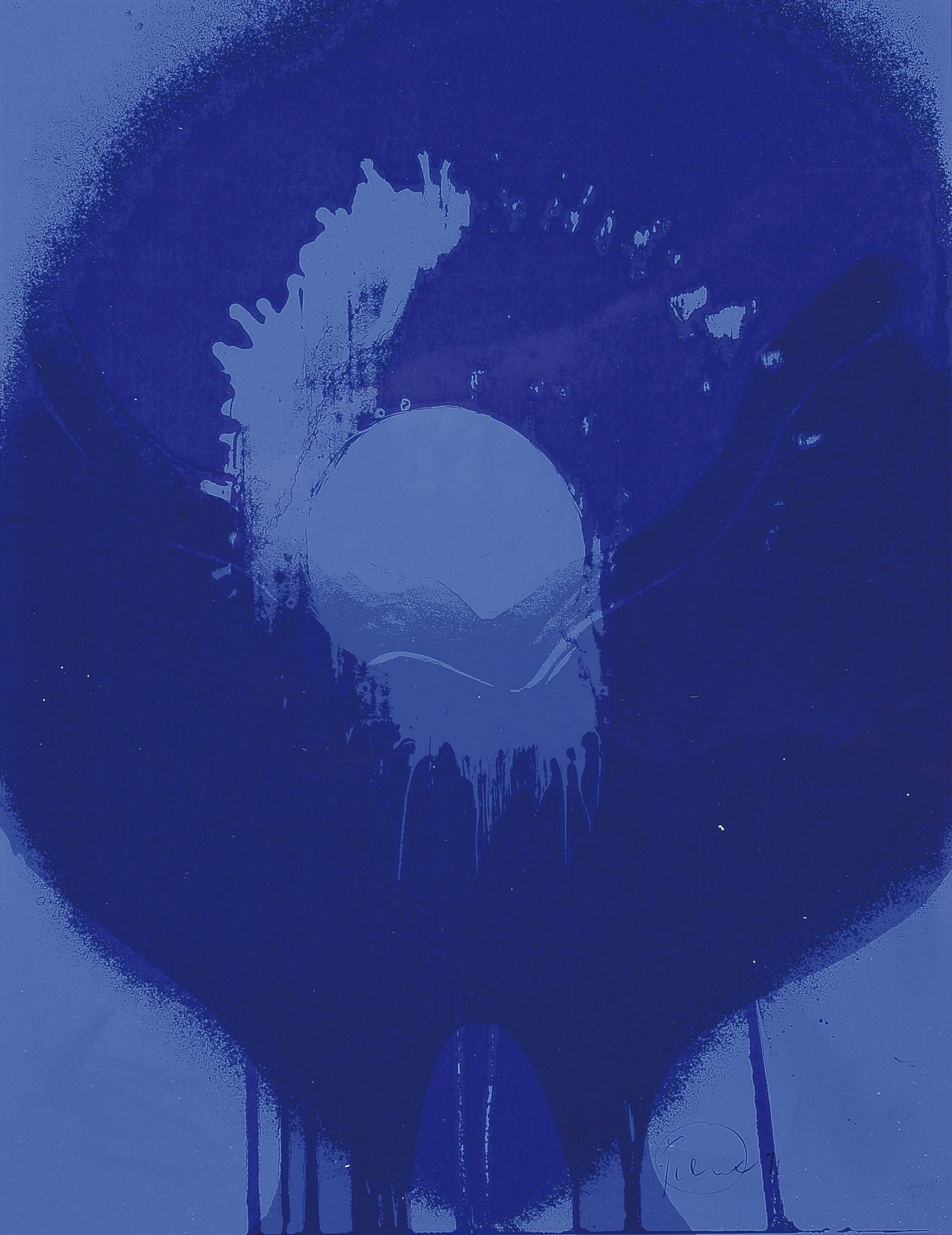 Otto Piene, 1928-2014, Siebdruck, "Heseler Blue", 1971, signiert und datiert, Blatt 30x23cm, Rahmen 43x34 cm