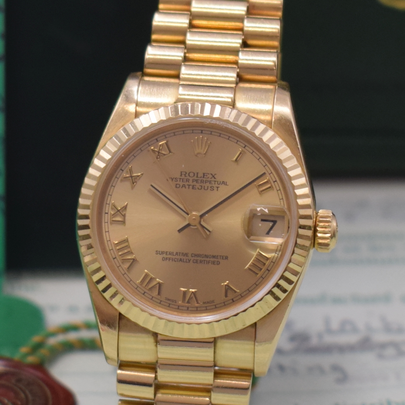 Detail a: ROLEX Datejust Mediumarmbanduhr Referenz 78278, Automatik, LC 100, A-Serie, Chronometer der Superlative in GG 750/000 inkl. Präsidentband m. ...