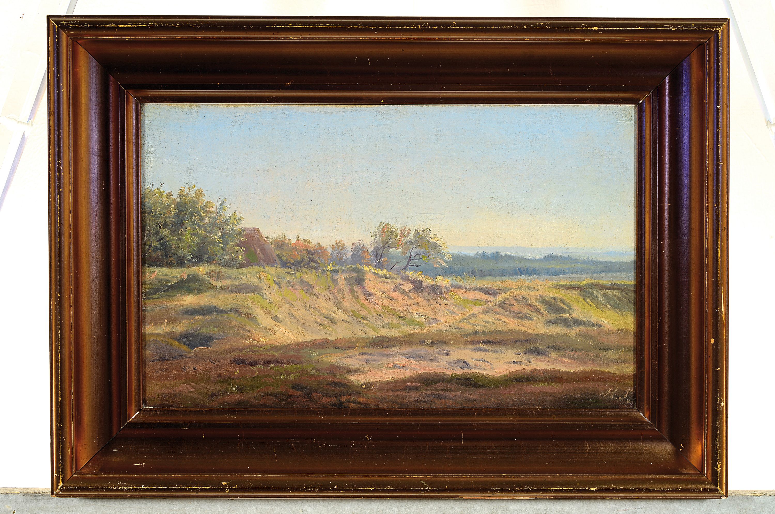 Detail k: Harald Frederik Foss, 1843 Frederiksberg-1922 , Landschaft an den Dünen, Öl/Lwd, rechts unten signiert, ca. 21x34cm, R. ca. 31x44cm, Studium an der ...