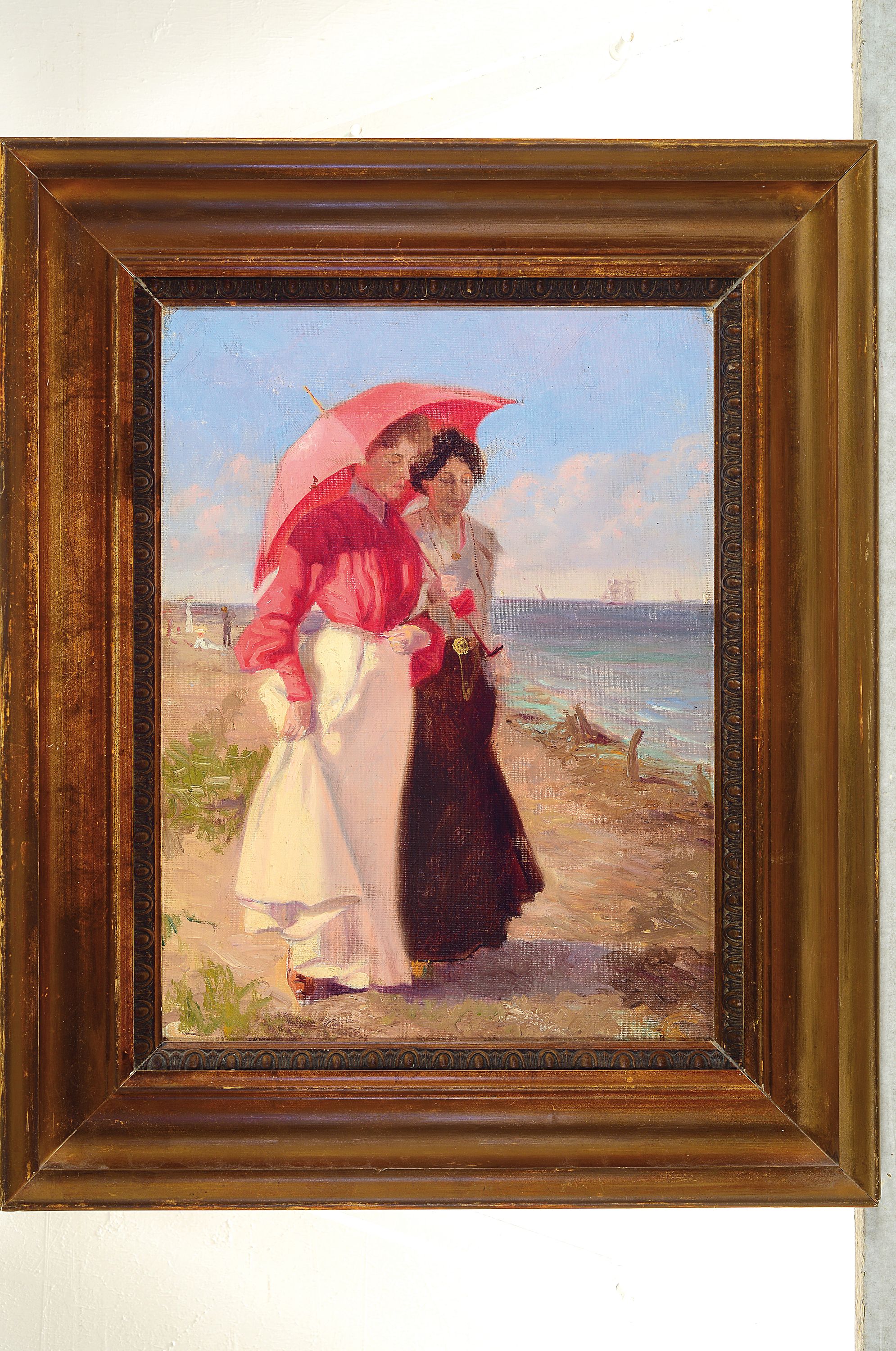 Detail k: Monogrammist JC, datiert Skagen 1910, Zwei Damen am Strand: Bertha Claudine Monica Frost geb. Frederiksen und Schwester, so rückseitig auf dem ...