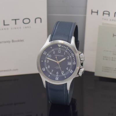 Image HAMILTON Herrenarmbanduhr Khaki Navy Referenz H77151, Schweiz um 2009, Edelstahlgeh. ...