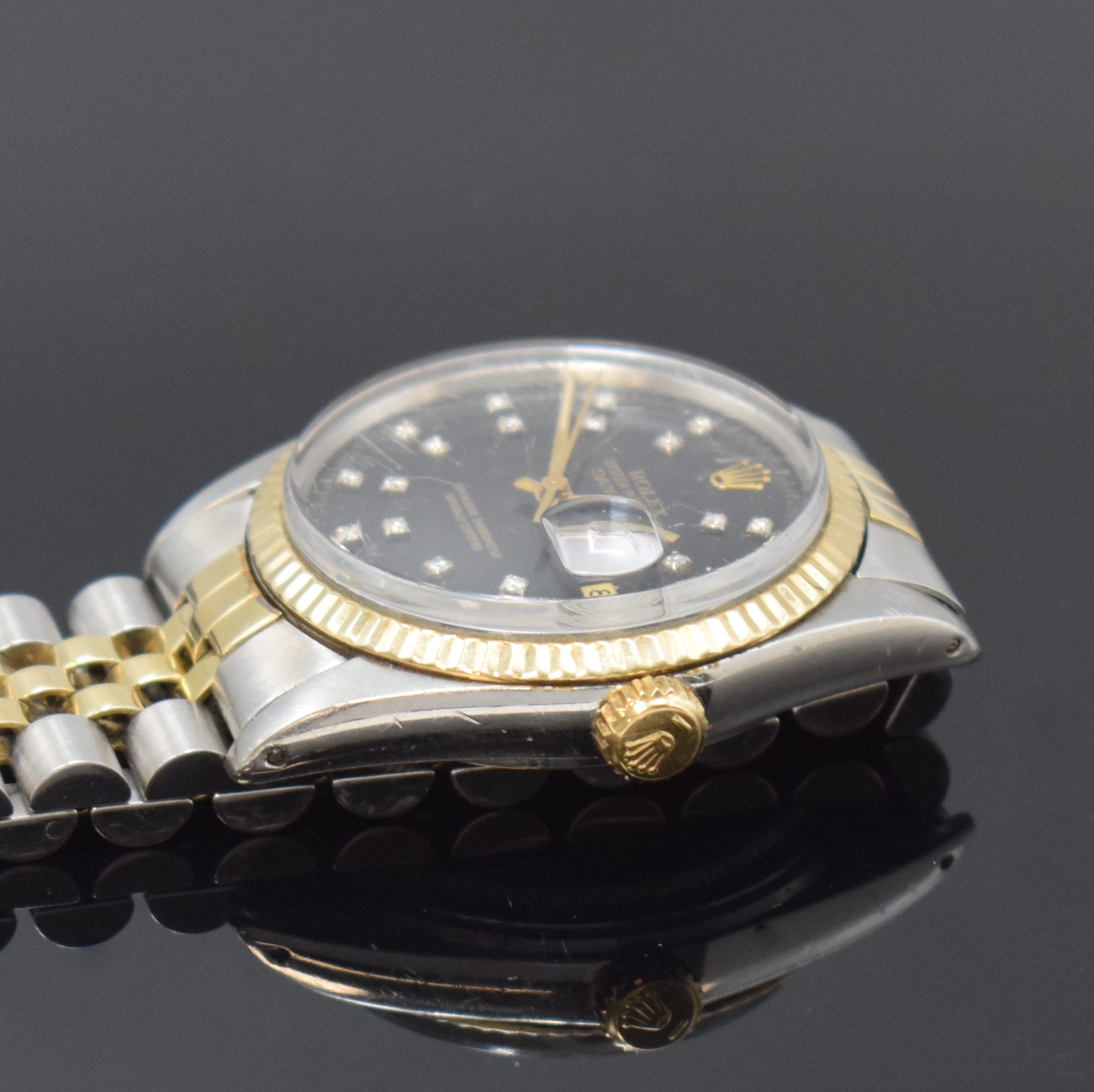 Detail c: ROLEX Herrenarmbanduhr Oyster Perpetual Datejust Referenz 16013, Automatik, Schweiz um 1980, Chronometer der Superlative in Edelstahl/Gold kombiniert ...
