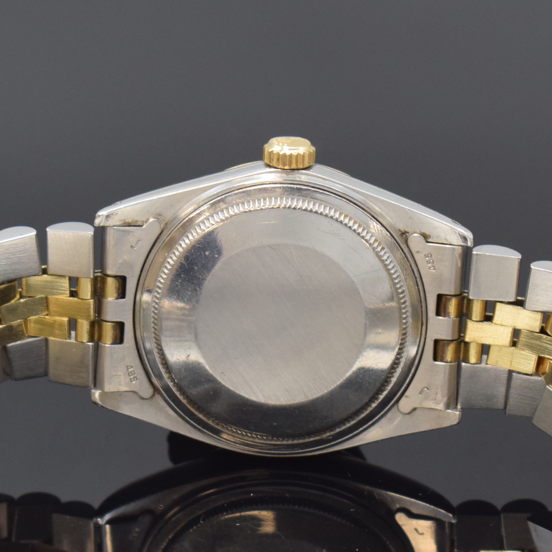 Detail d: ROLEX Herrenarmbanduhr Oyster Perpetual Datejust Referenz 16013, Automatik, Schweiz um 1980, Chronometer der Superlative in Edelstahl/Gold kombiniert ...