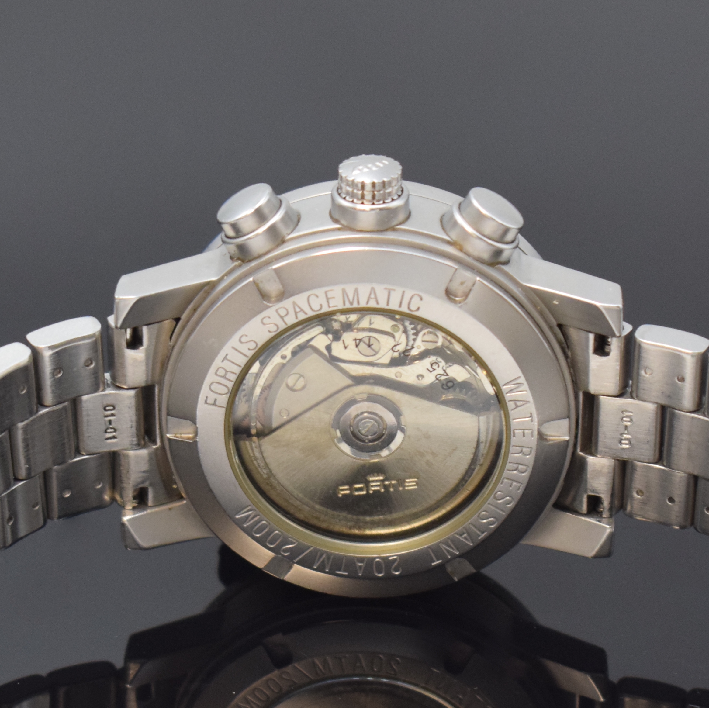 Detail d: FORTIS Armbandchronograph Spacematic Referenz 625.22.141, Automatik, Schweiz um 2003, matt. Edelstahlgeh. inkl. Gliederband m. Faltschl., beids. ...