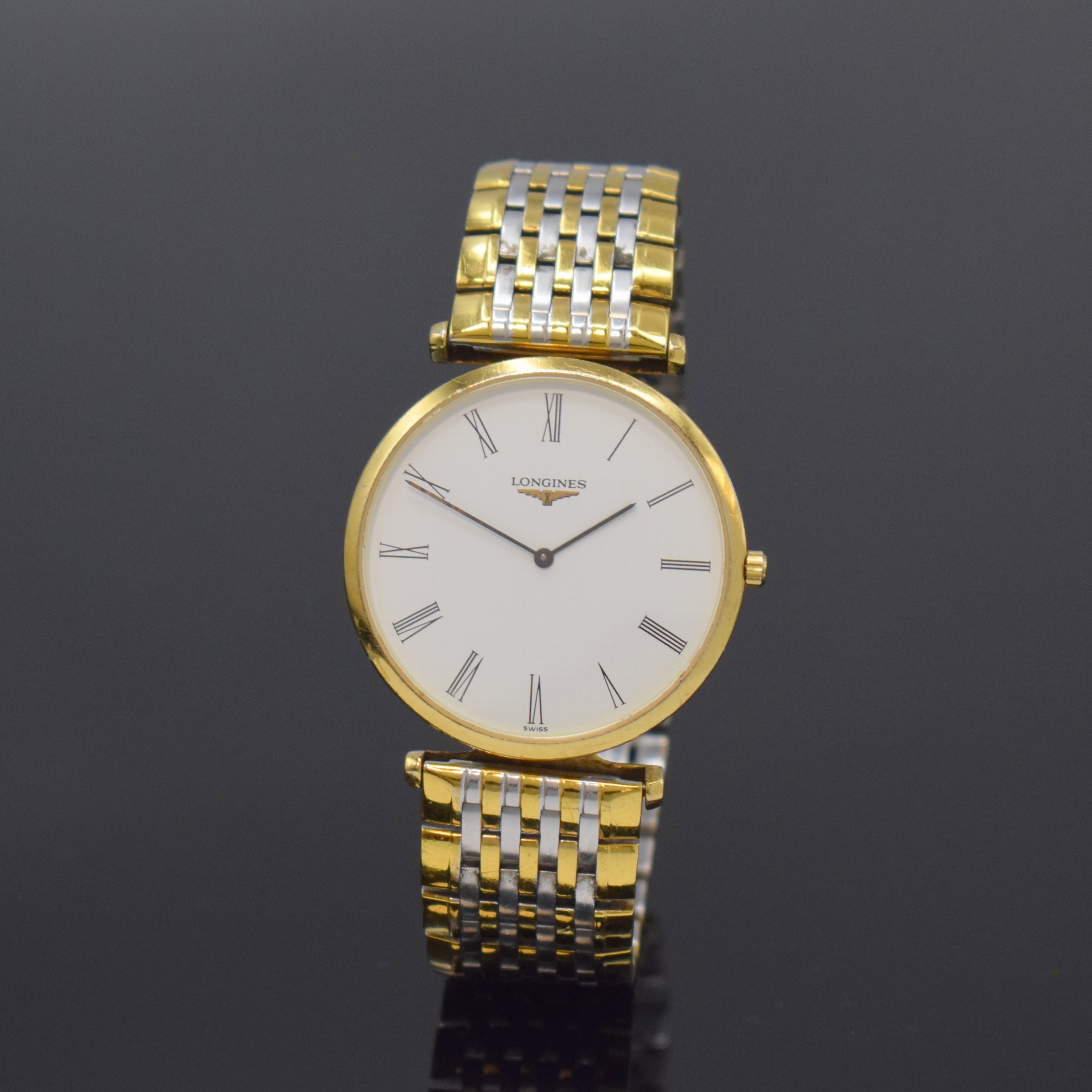 LONGINES La Grande Classique Armbanduhr Referenz L4.709.2, Schweiz um 2012, quarz, verg. Gehäuse inkl. Gliederband m. dopp. Faltschl., Boden 6-fach ...