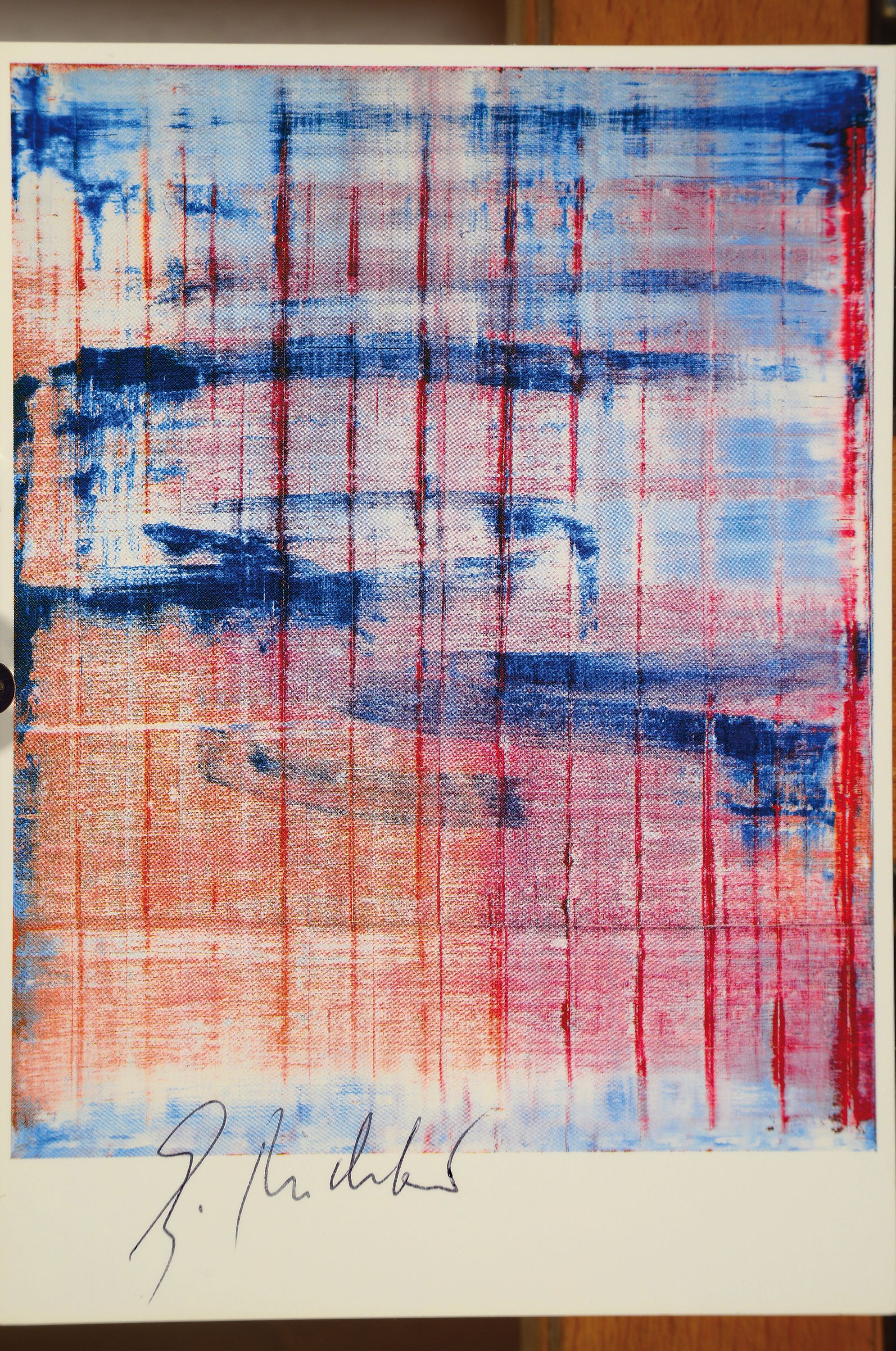 Detail k: Gerhard Richter, geb. 1932, März, Multiple nach einem Gemälde von 1994, Farboffset, handsigniert, ca. 10x15cm