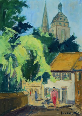 Image 26769450 - Hans Rolf Peter, 1926-2020 Neustadt, View fromNeustadt with view of the collegiate church, oil/painting cardboard, signed lower right, 80x60 cm