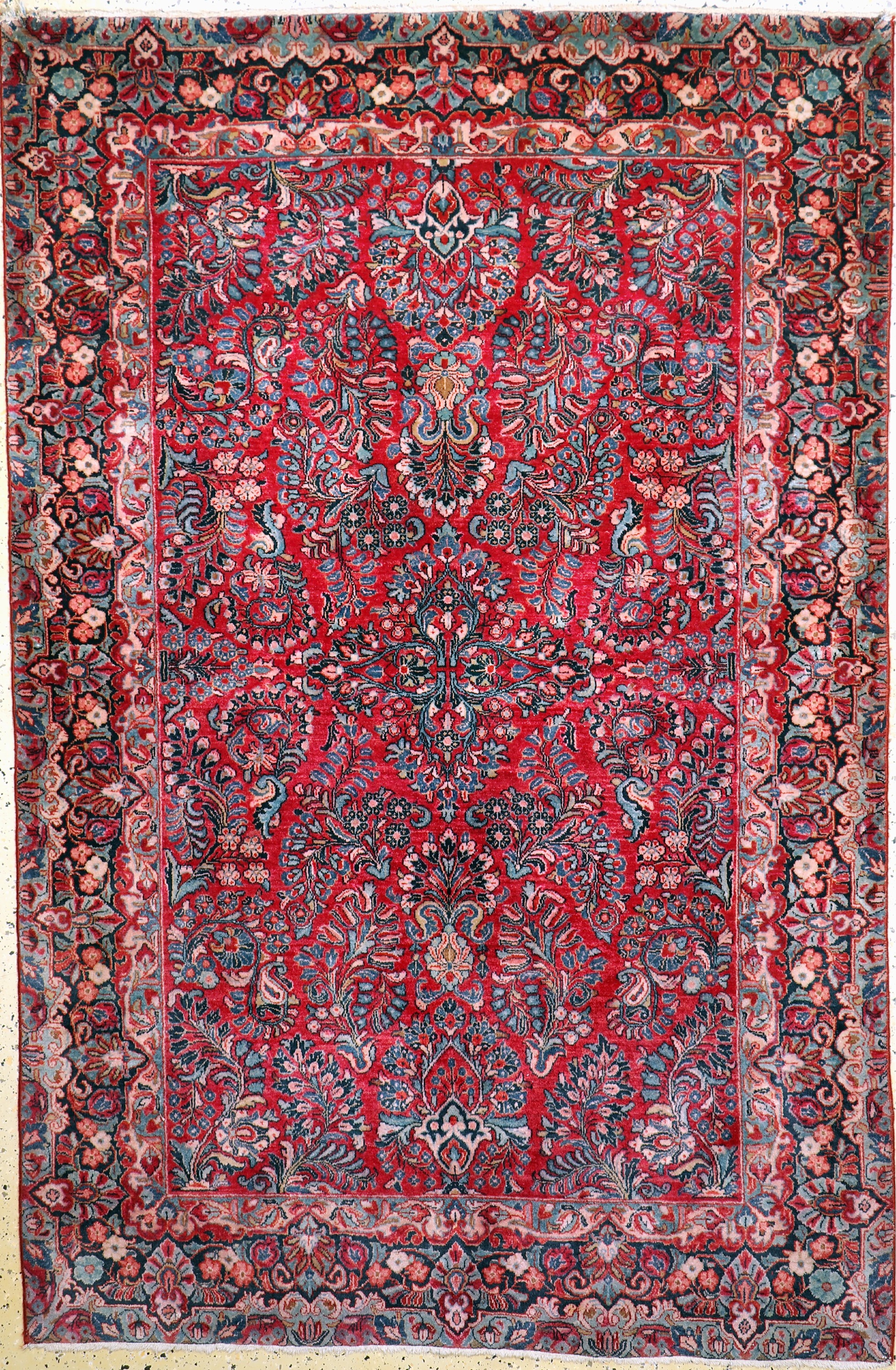 Us Re-Import Sarogh, Persien, Anfang 20.Jhd, Korkwolle auf Baumwolle, ca. 233 x 153cm, EHZ: 2-3